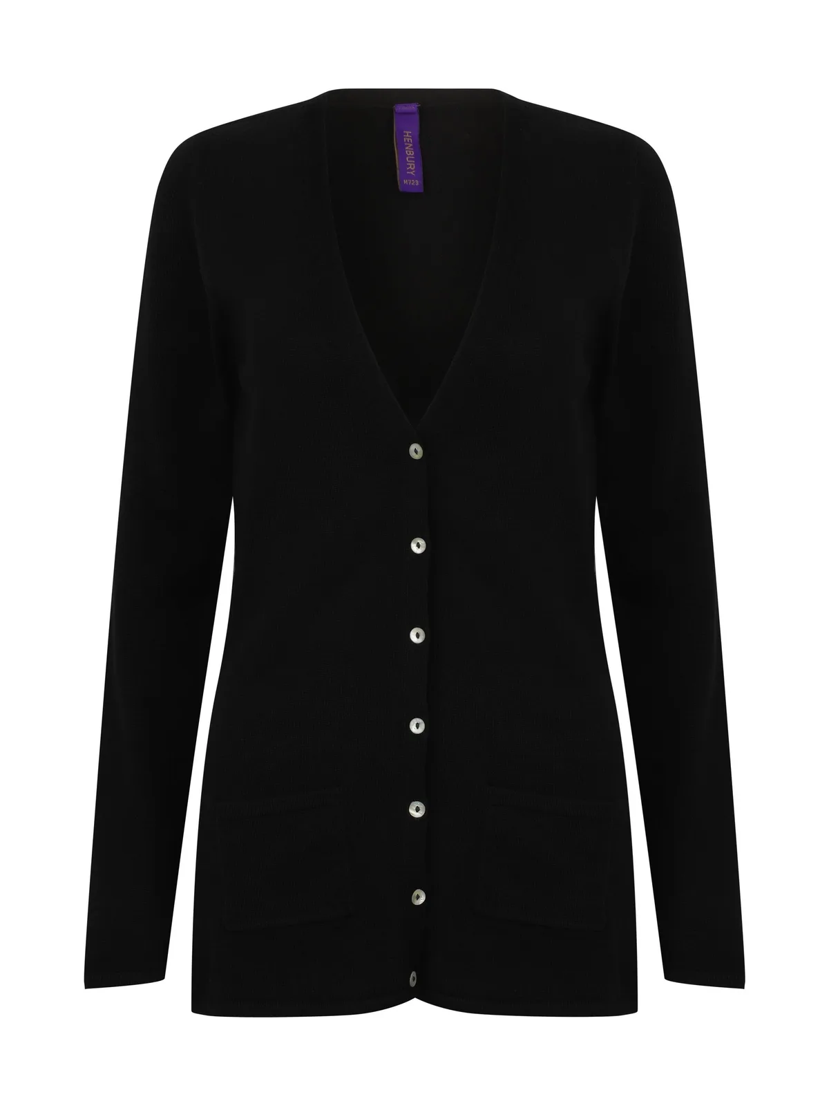 Ladies' V - Button Cardigan — BLACK