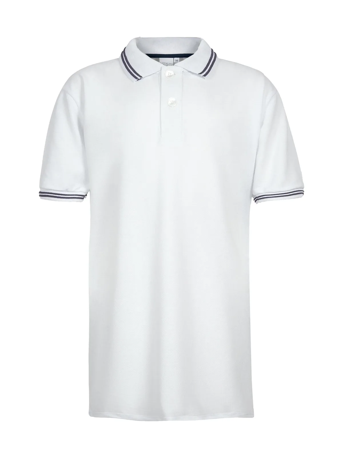 Kids’ Short Sleeve Piqué Polo Shirt — WHITE/NAVY