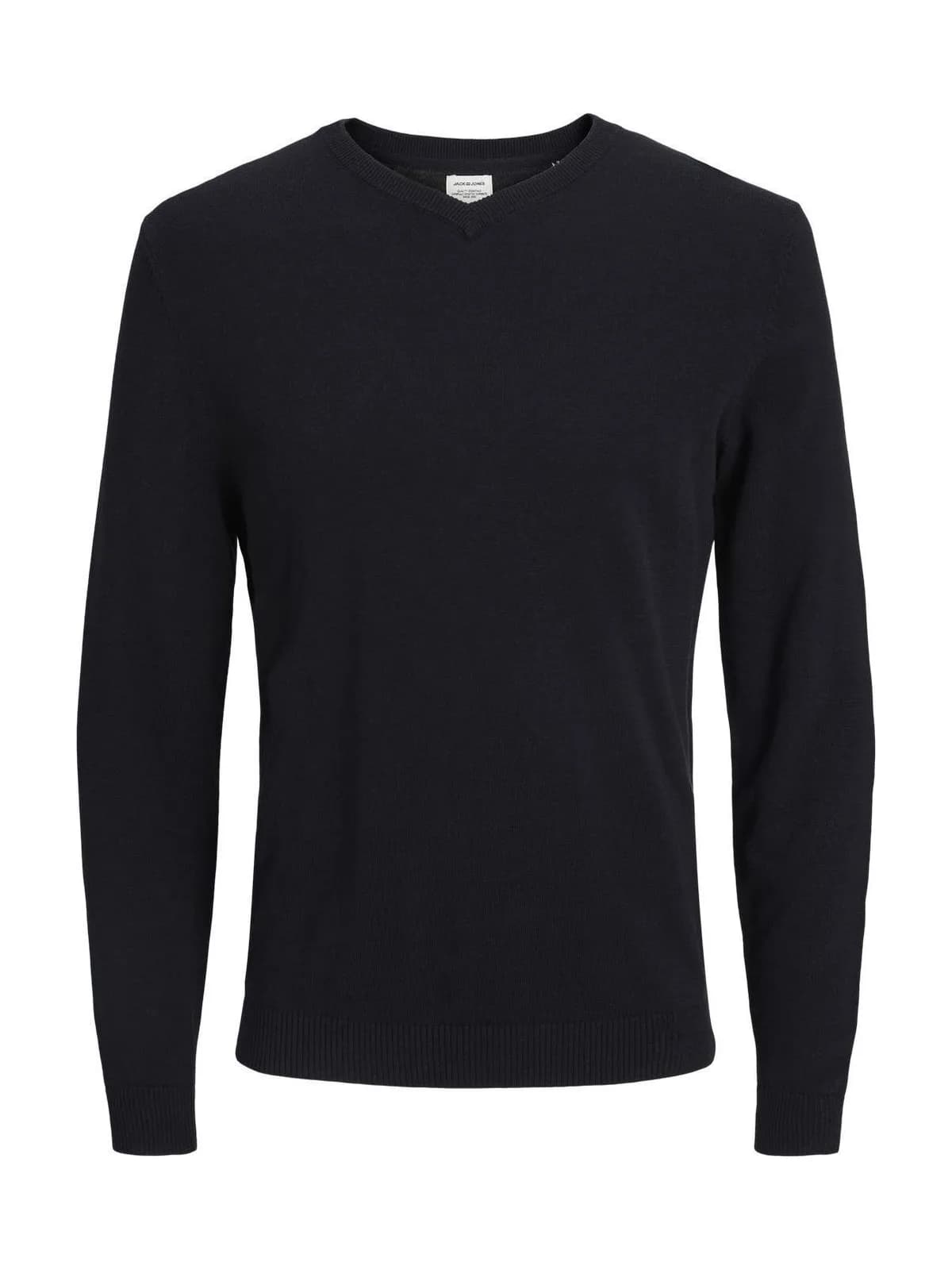 Basic Knit V-Neck — BLACK