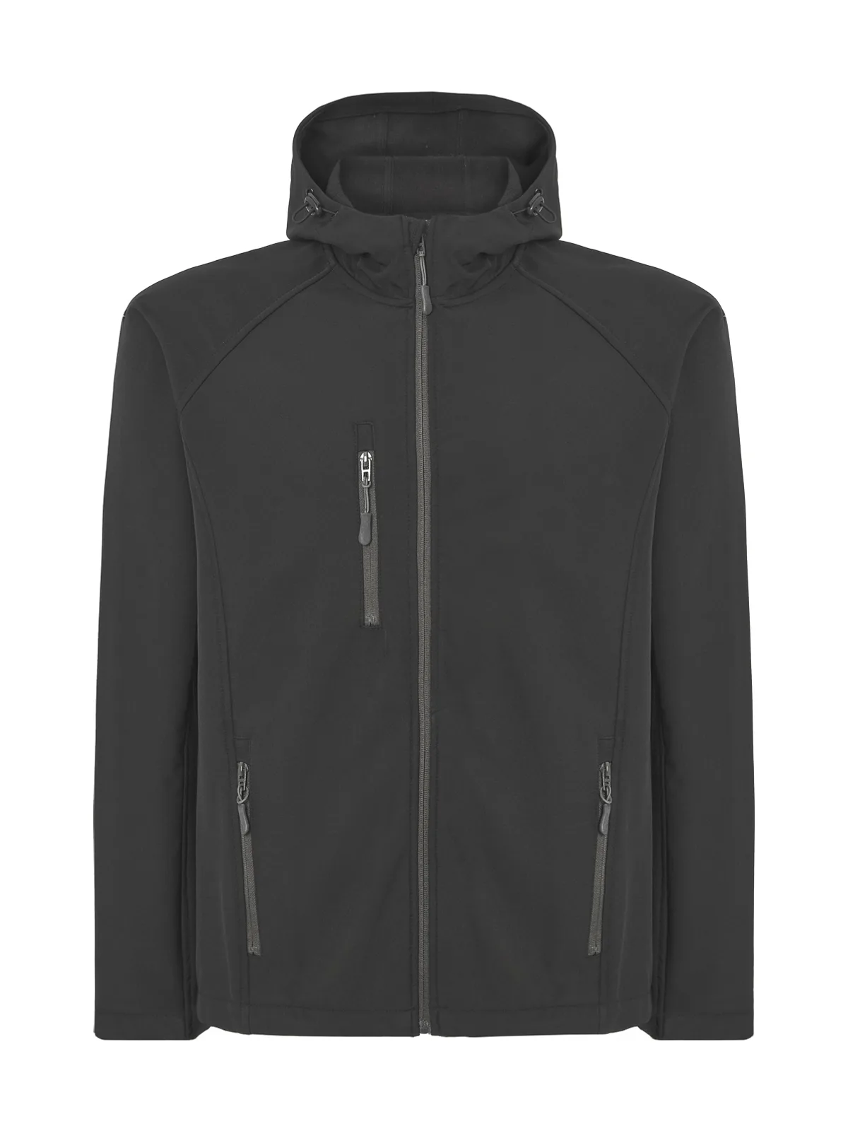 Full Zip Softshell Jacket Hooded — BLACK