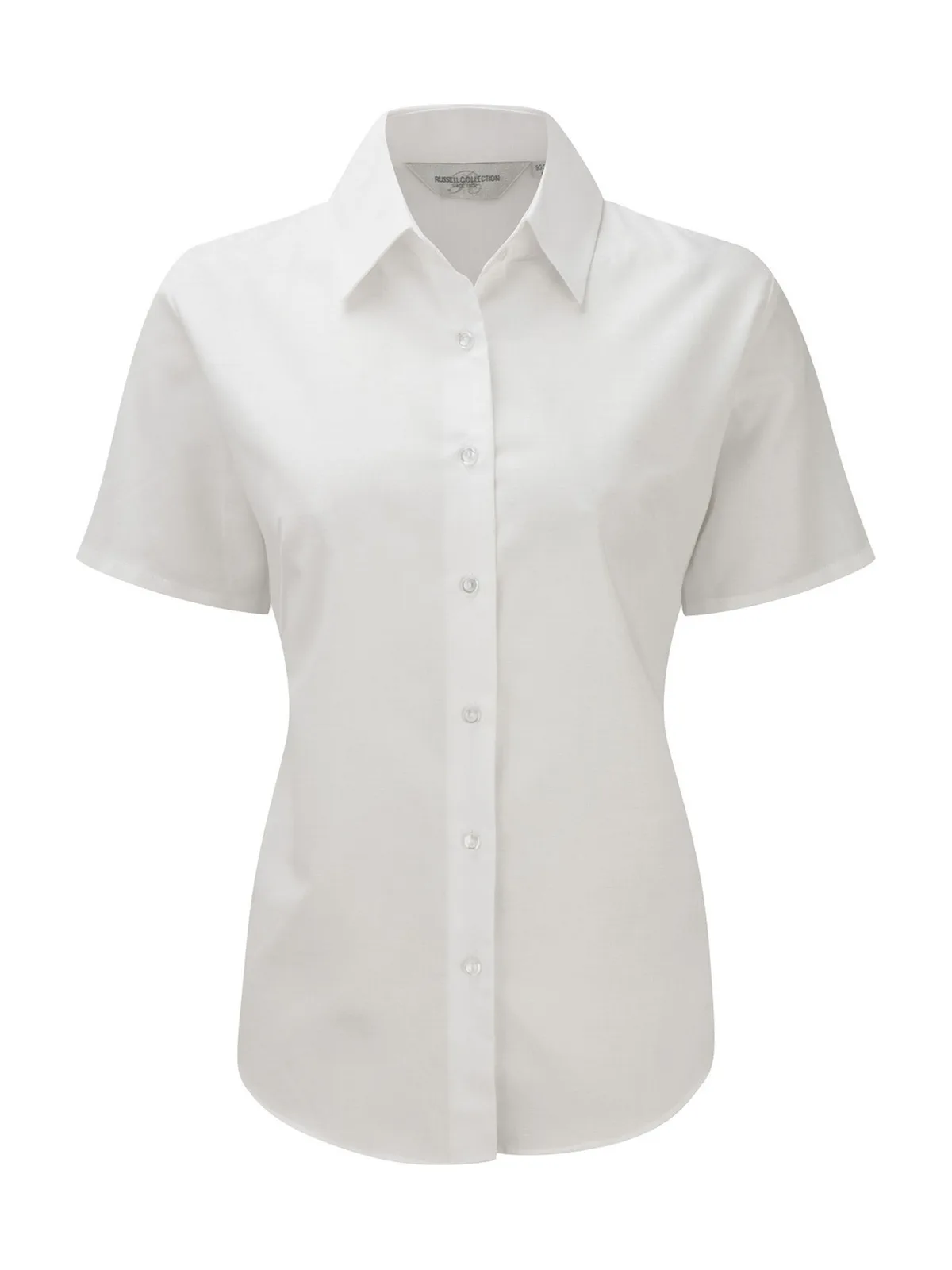 Ladies' Short Sleeve Tailored Oxford Shirt — WHITE