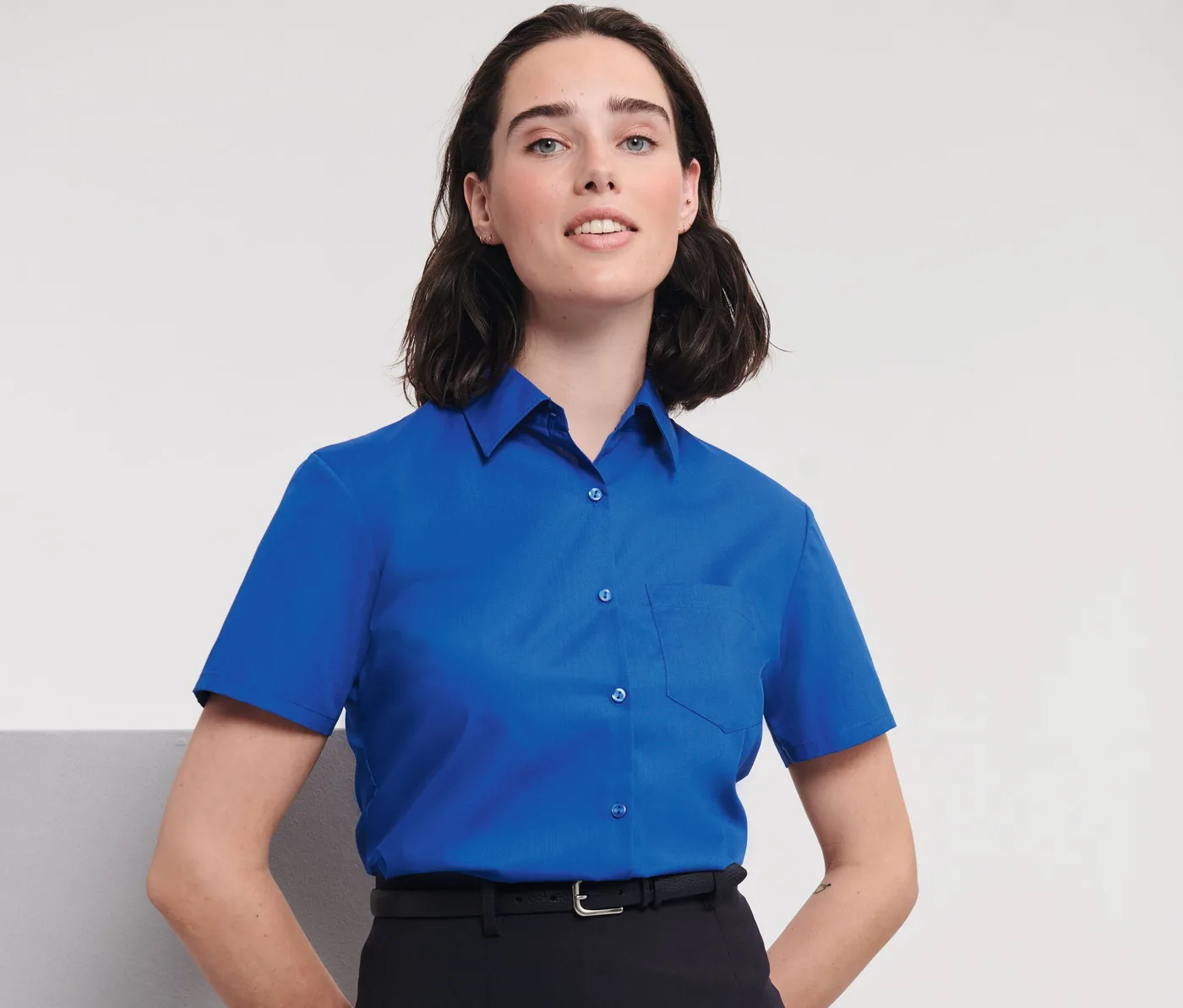 Ladies' Short Sleeve Classic Polycotton Poplin Shirt — customisable Shirts by Russell Collection