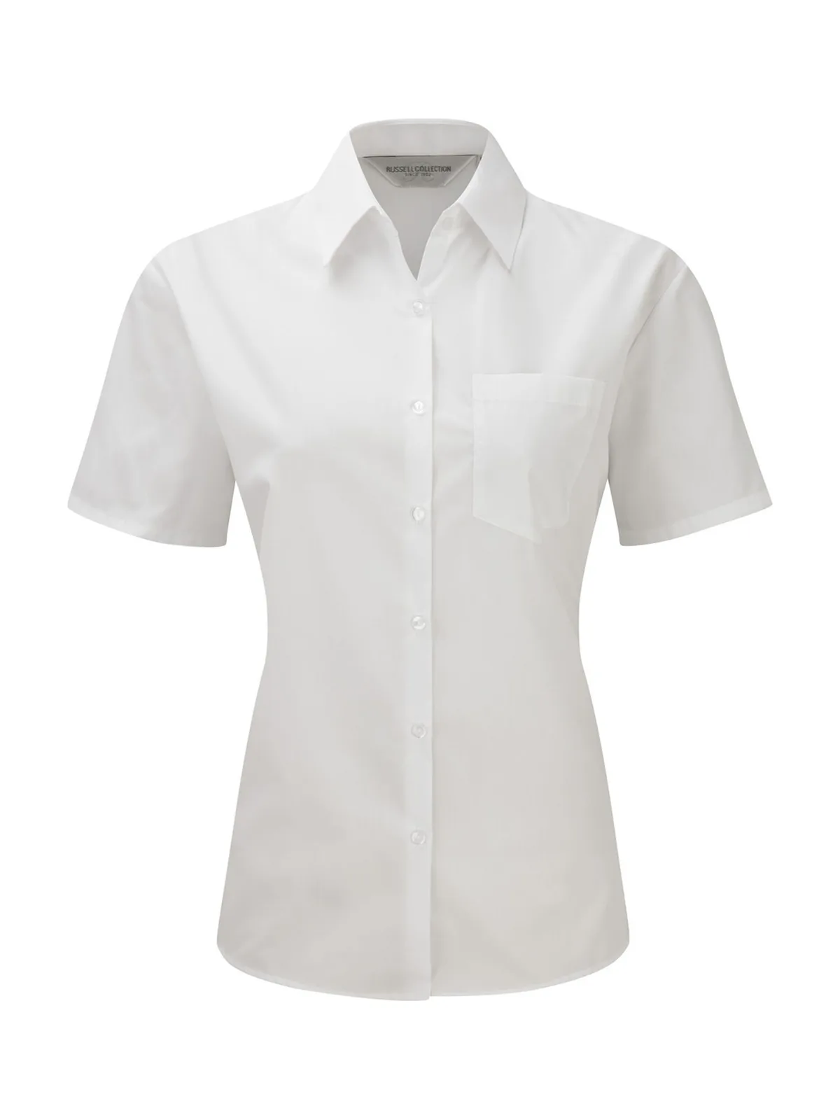 Ladies' Short Sleeve Classic Polycotton Poplin Shirt — WHITE