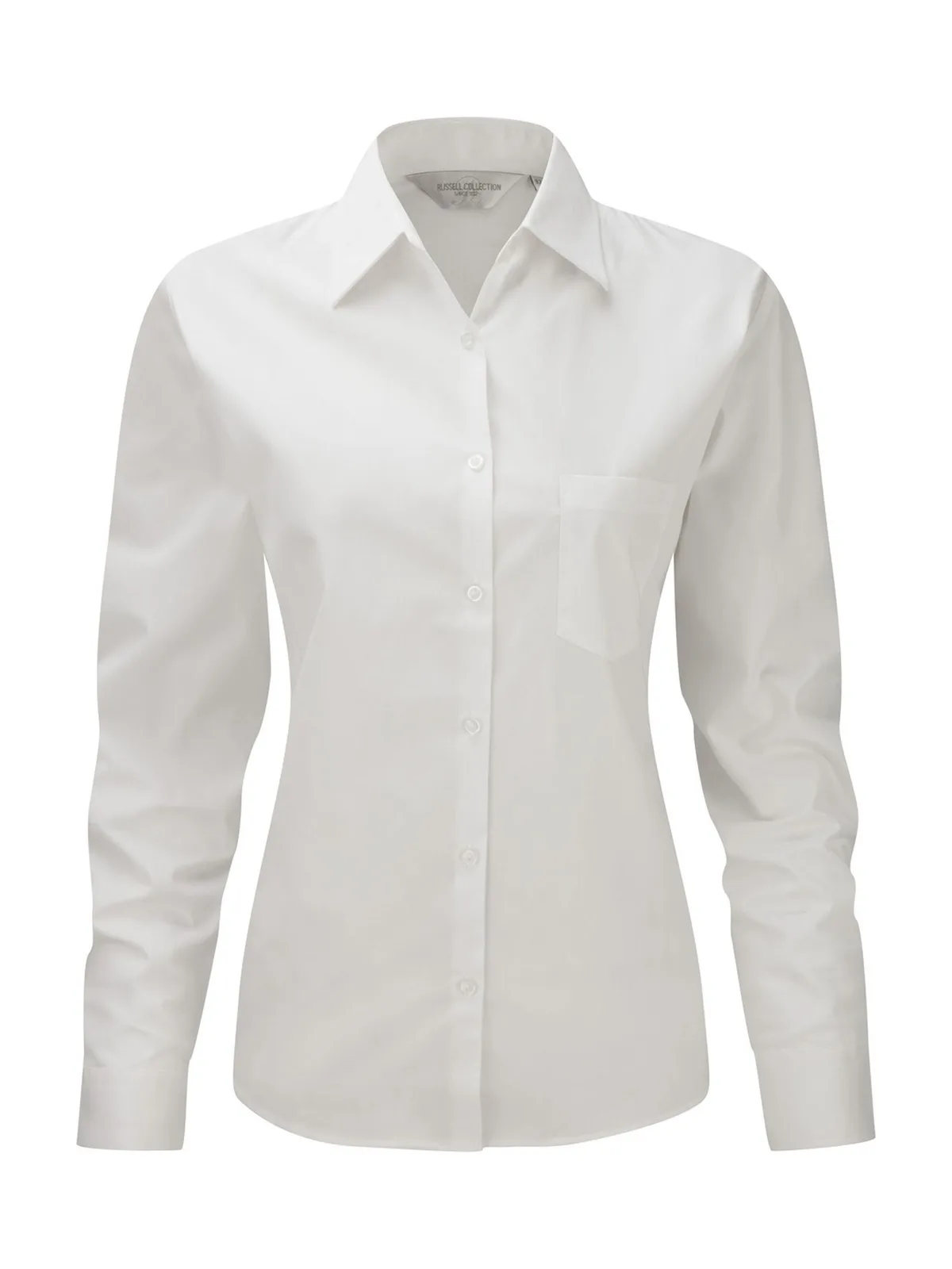 Ladies' Long Sleeve Classic Pure Cotton Poplin Shirt — WHITE