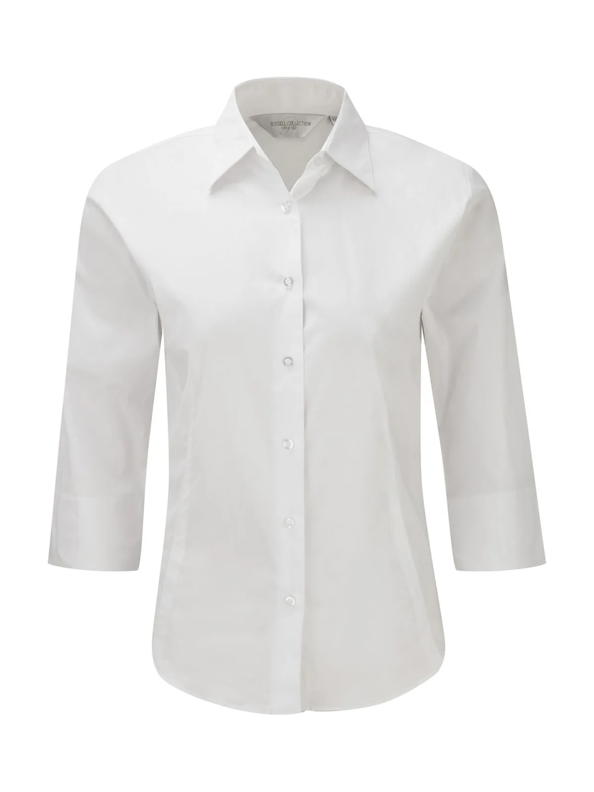 Ladies' 3/4 Sleeve Fitted Stretch Shirt — WHITE
