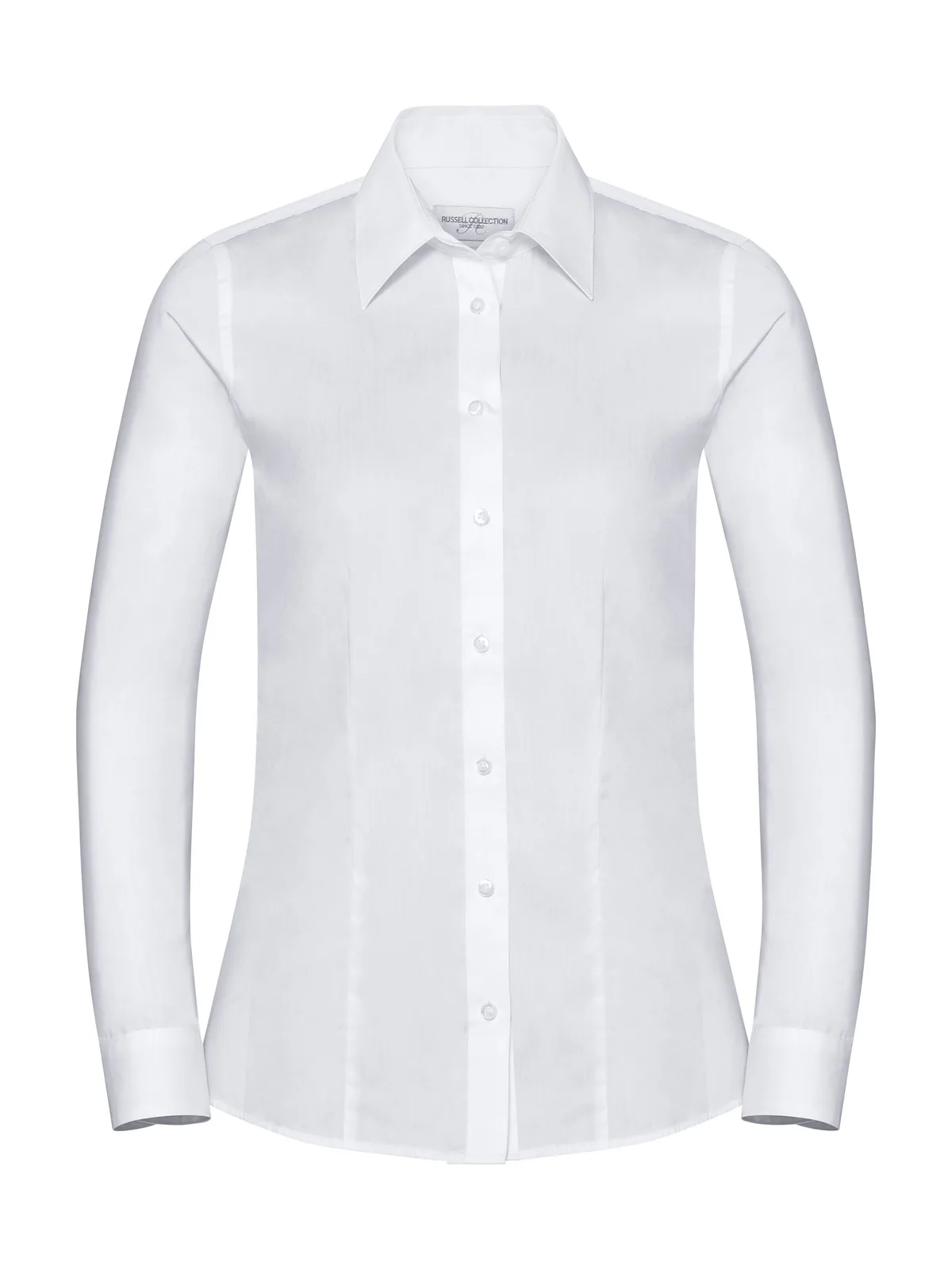 Ladies' Long Sleeve Tailored Herringbone Shirt — WHITE