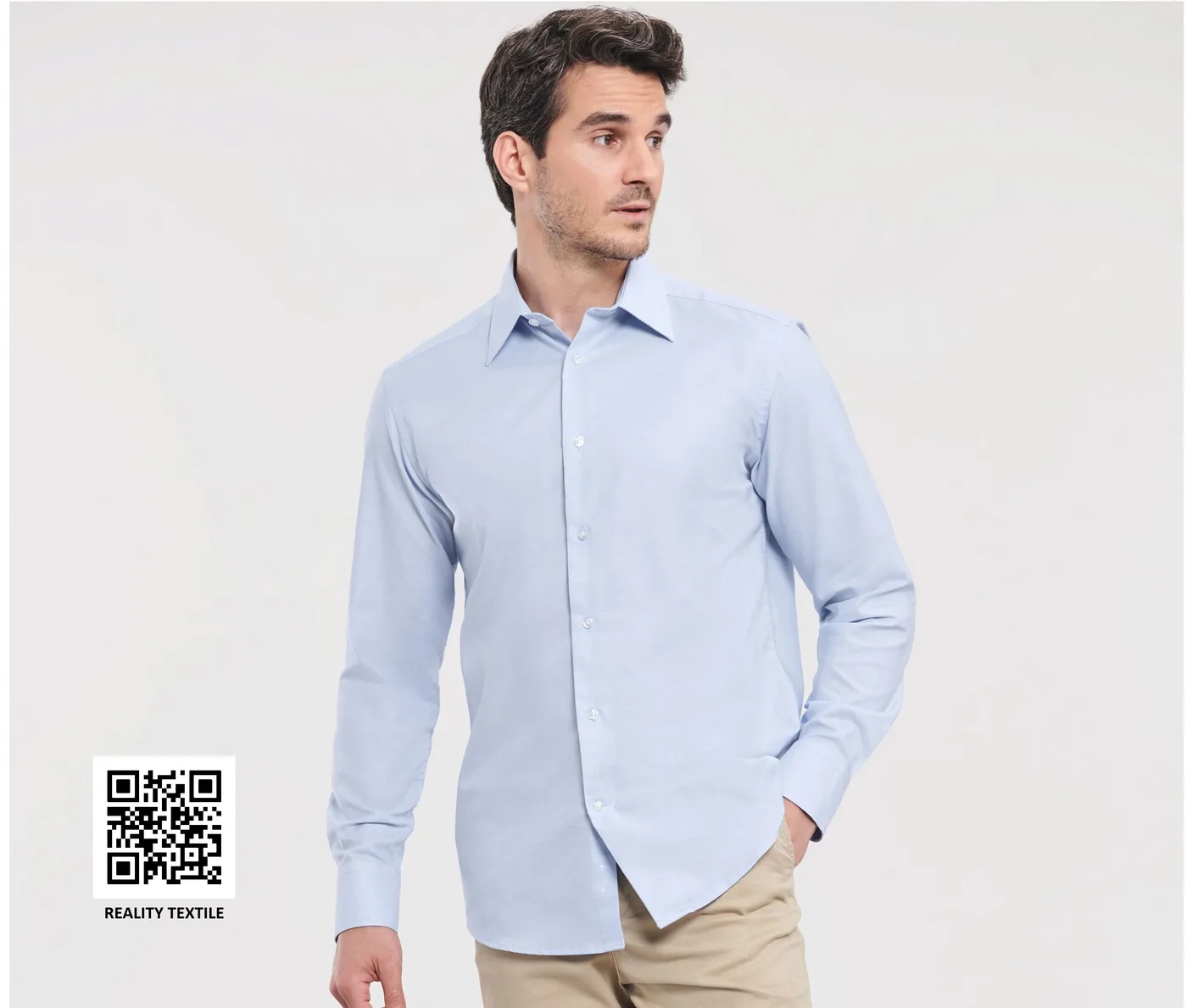 Men's Long Sleeve Tailored Oxford Shirt — customisable Shirts by Russell Collection