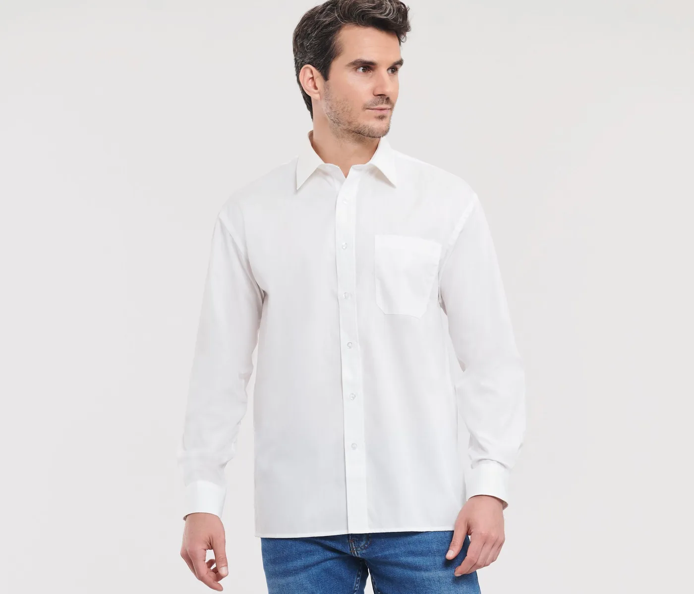 Men's Long Sleeve Classic Pure Cotton Poplin Shirt — customisable Shirts by Russell Collection