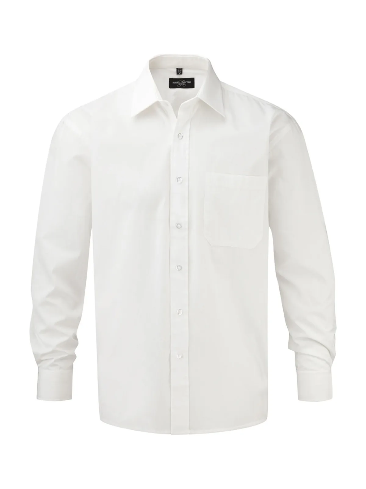 Men's Long Sleeve Classic Pure Cotton Poplin Shirt — WHITE
