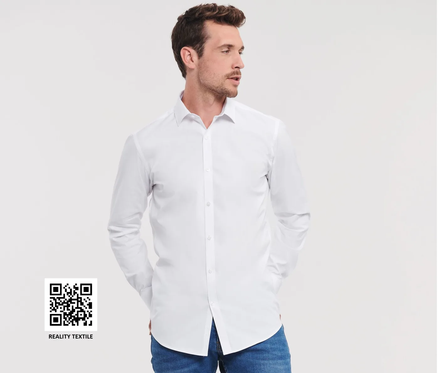 Men's Long Sleeve Fitted Ultimate Stretch Shirt — customisable Shirts by Russell Collection