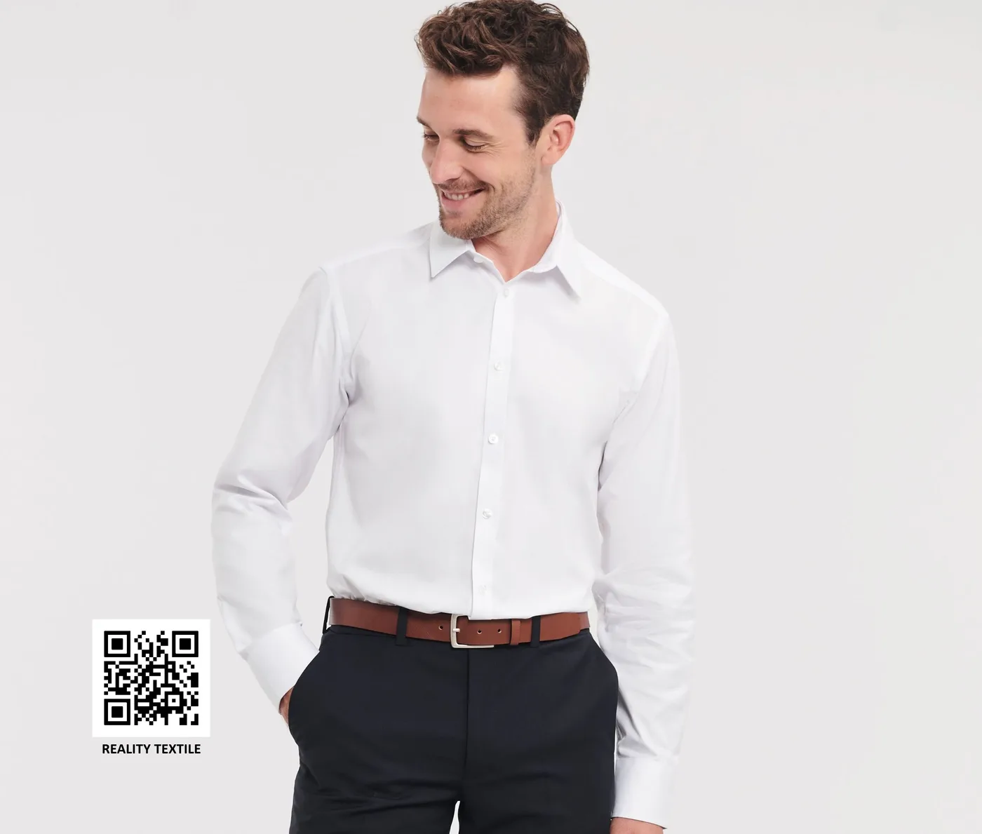 Men's Long Sleeve Tailored Herringbone Shirt — customisable Shirts by Russell Collection