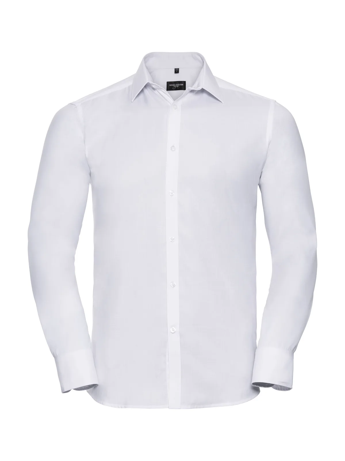 Men's Long Sleeve Tailored Herringbone Shirt — WHITE