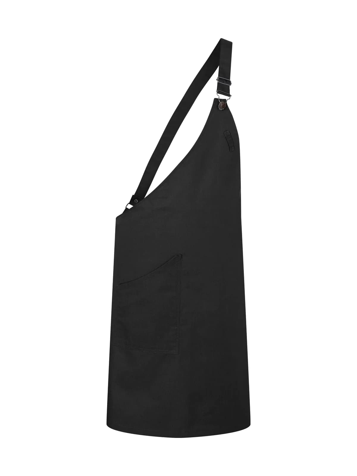 Asymmetrical Bib Apron Classic With Pocket — BLACK