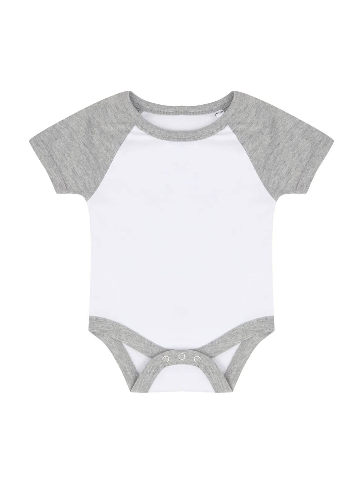 Short Sleeved Baseball Bodysuit — WHITE/HEATHER GREY