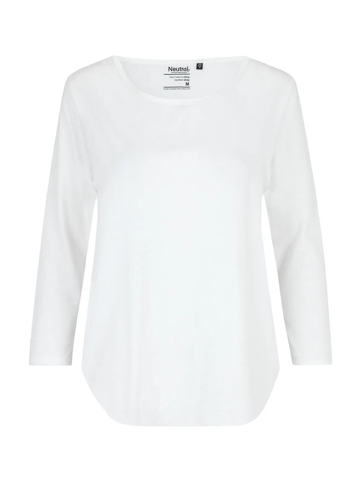 Ladies Three Quarter Sleeve T-Shirt — WHITE