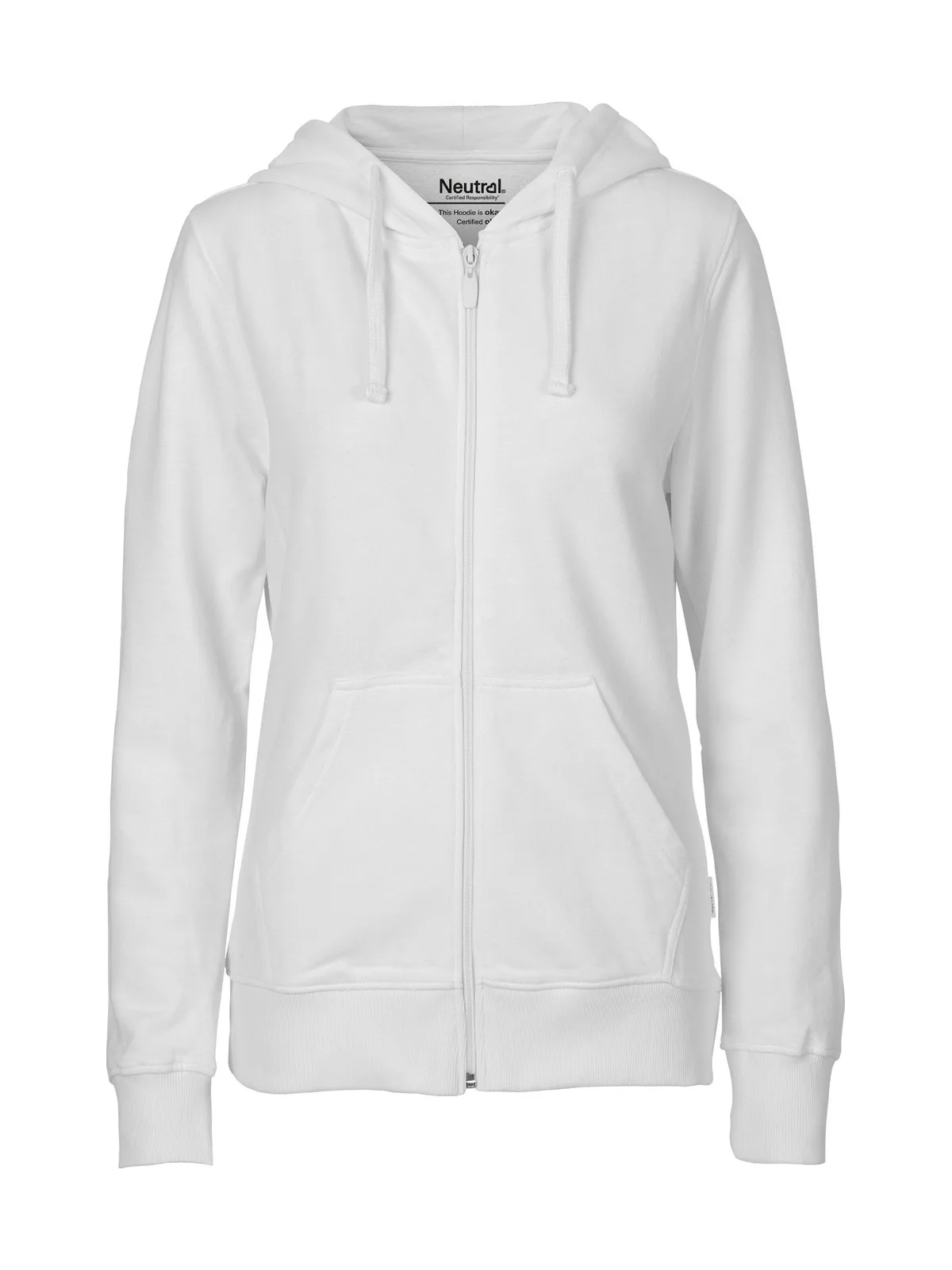 Ladies Hoodie With Zip — WHITE