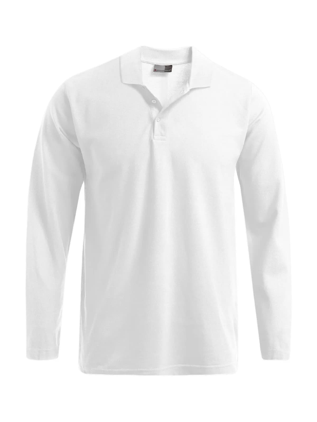 Men’s Long Sleeve Heavy Polo — WHITE