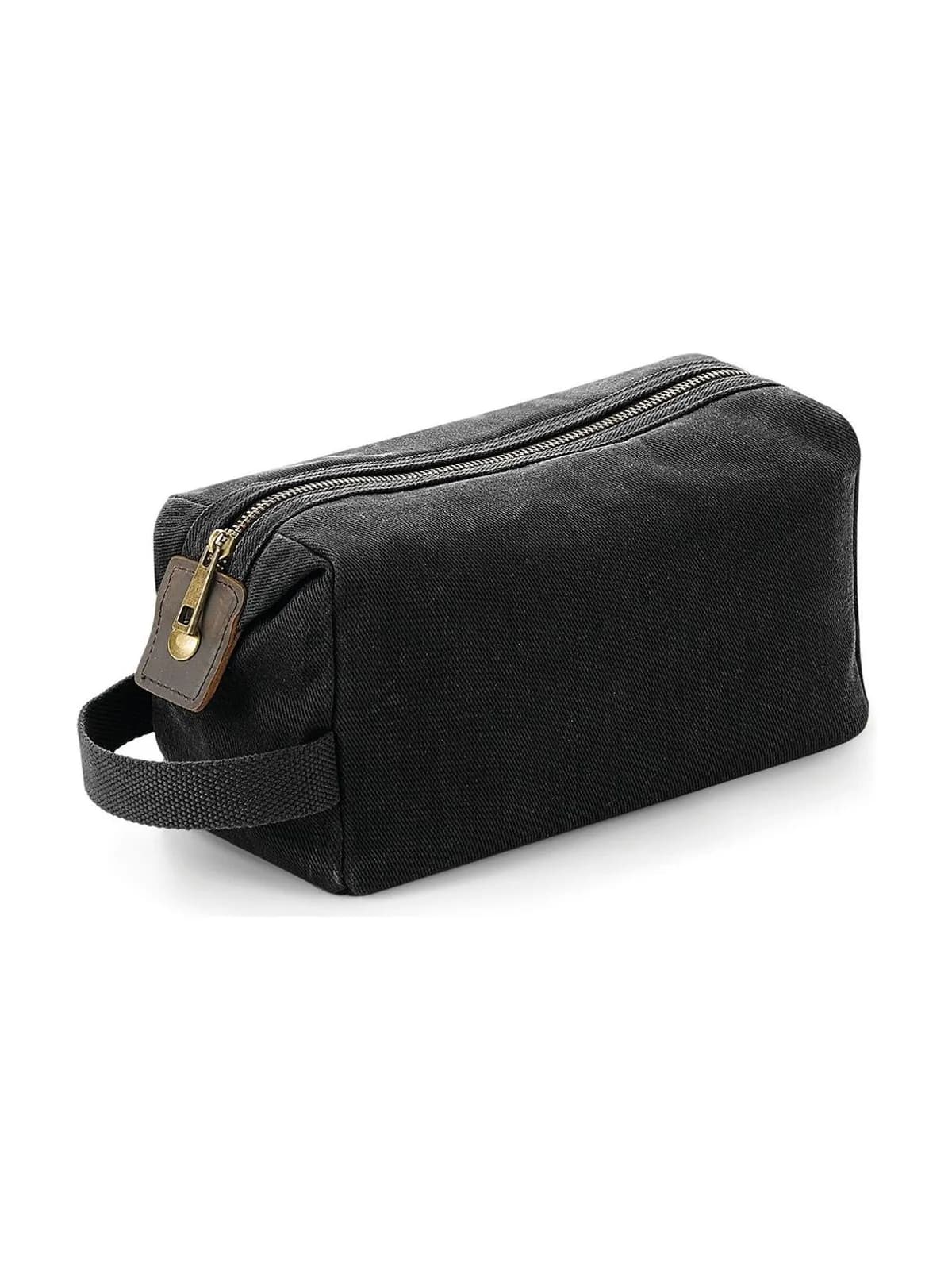 Heritage Waxed Canvas Wash Bag — BLACK