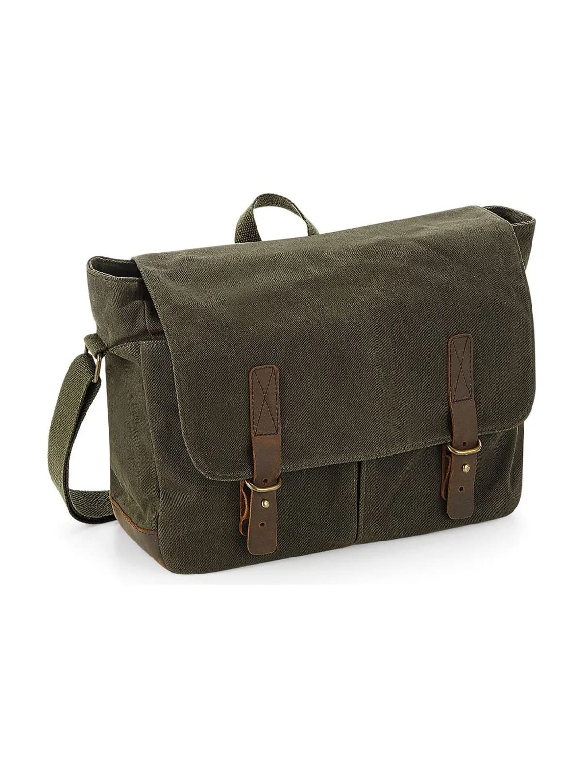 Heritage Waxed Canvas Messenger — OLIVE GREEN