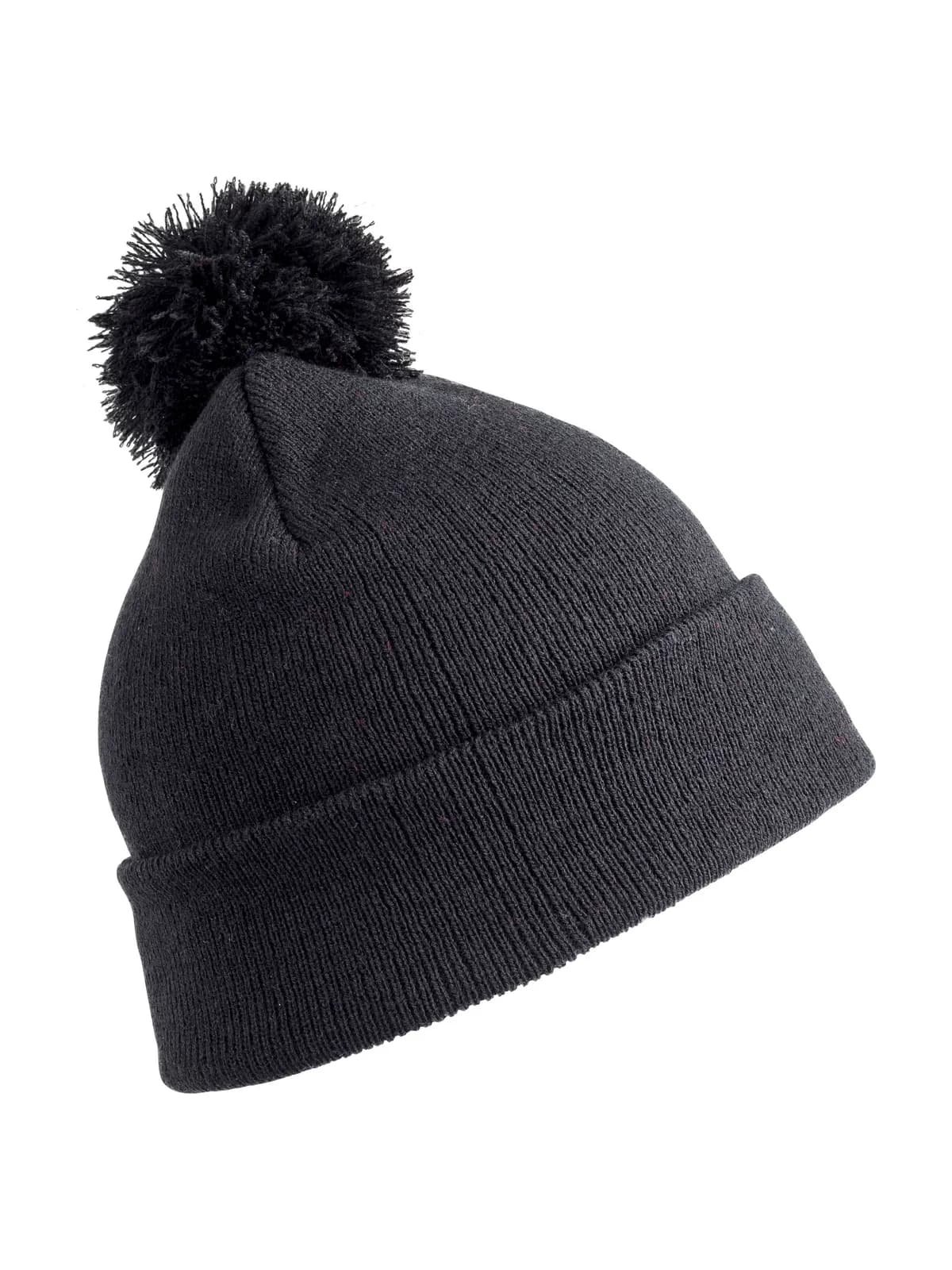 Pom Pom Beanie — BLACK