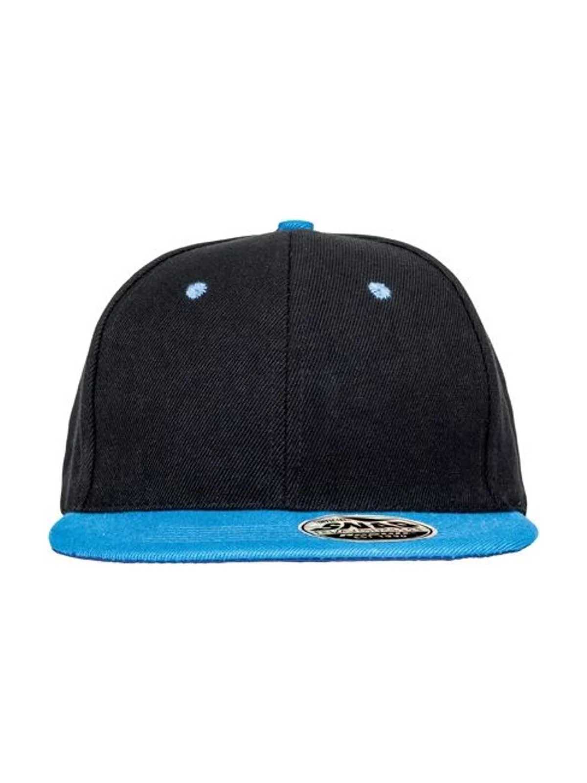 Bronx Original Flat Peak Snap Back Dual Colour Cap — BLACK/AZURE