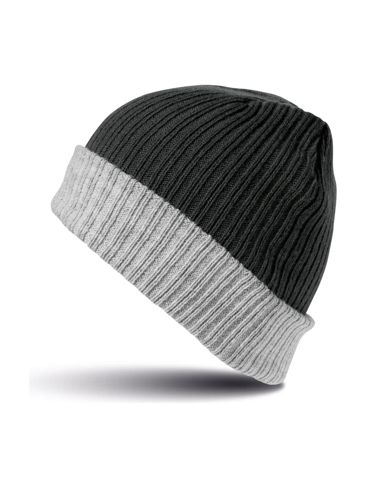 Double Layer Knitted Hat — BLACK/GREY