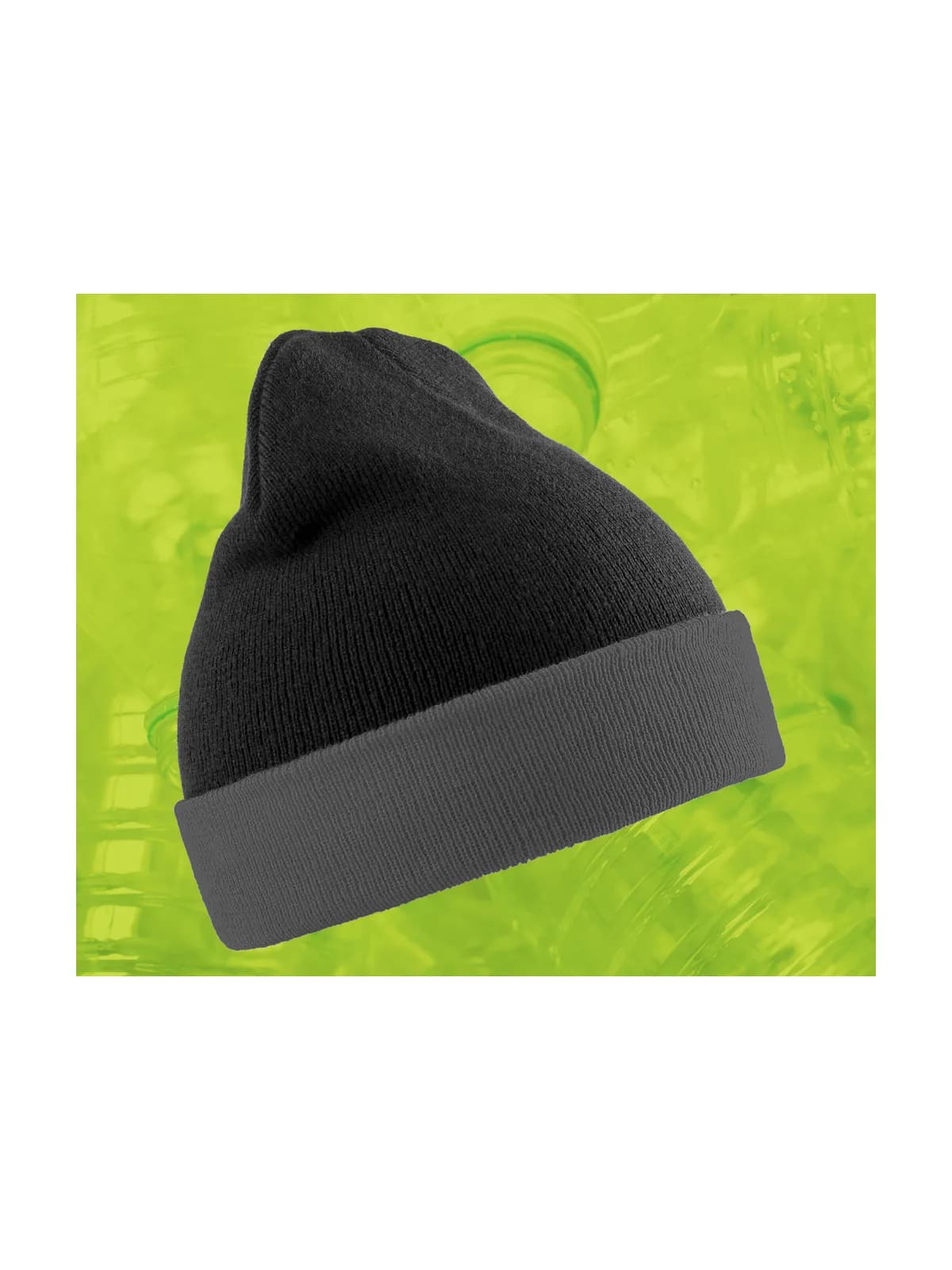 Recycled Black Compass Beanie — BLACK / GREY