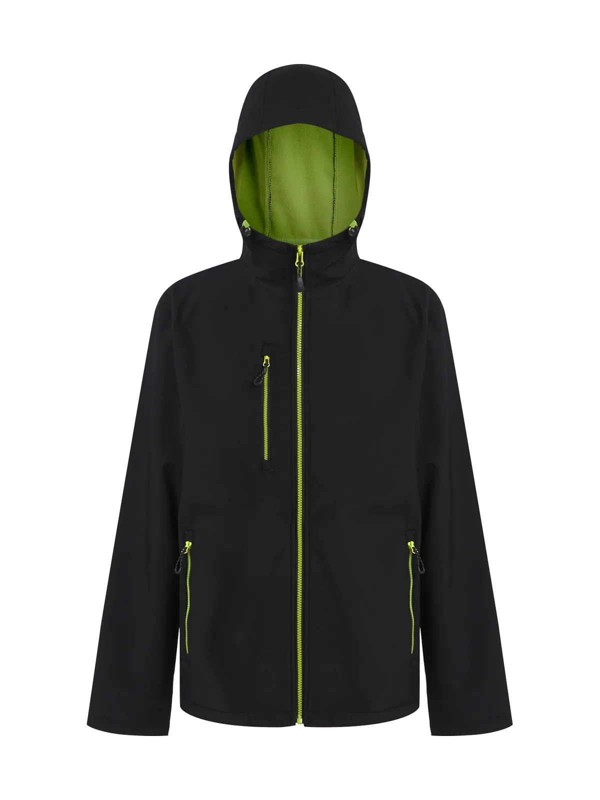Navigate 2 Layer Hooded Softshell Jacket — BLACK / LIME