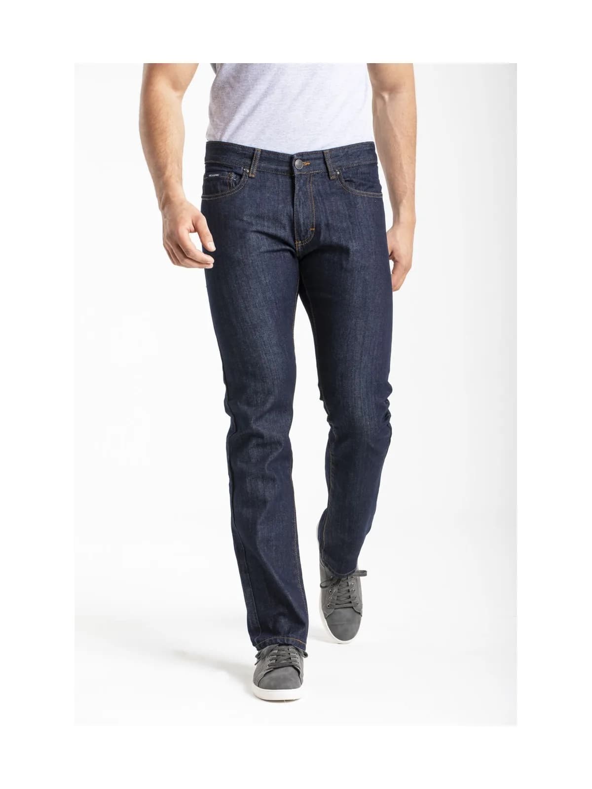 Herrenjeans Straight Fit, gewaschen — BLUE