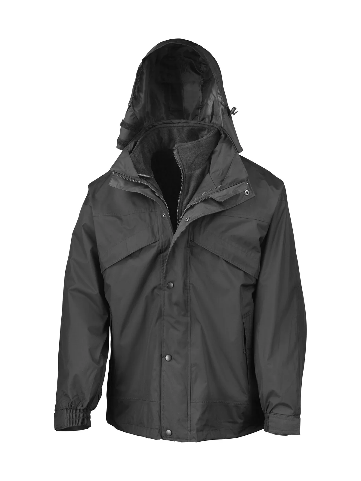 3-In-1 Zip And Clip Jacket — BLACK