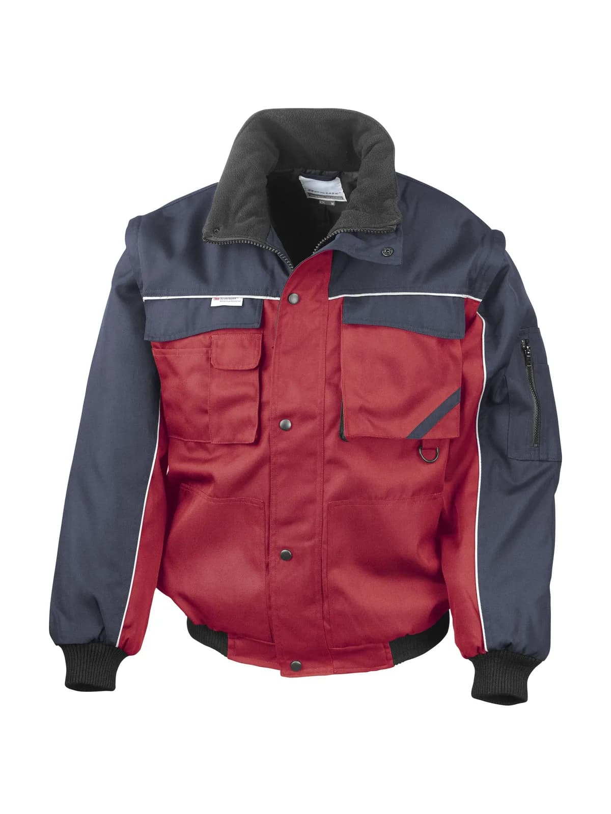 Zip Sleeve Heavy Duty Jacket — RED/NAVY