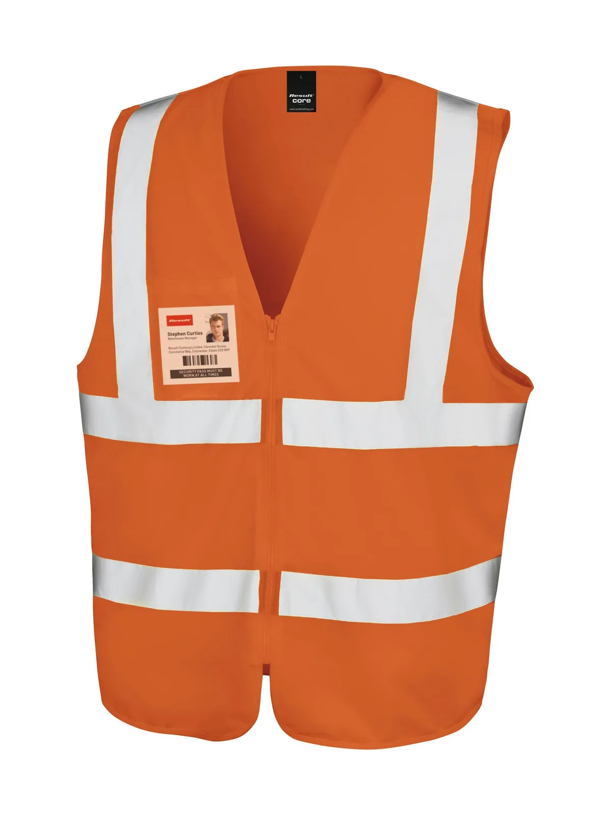 Zip I.d Safety Tabard — FLUORESCENT ORANGE