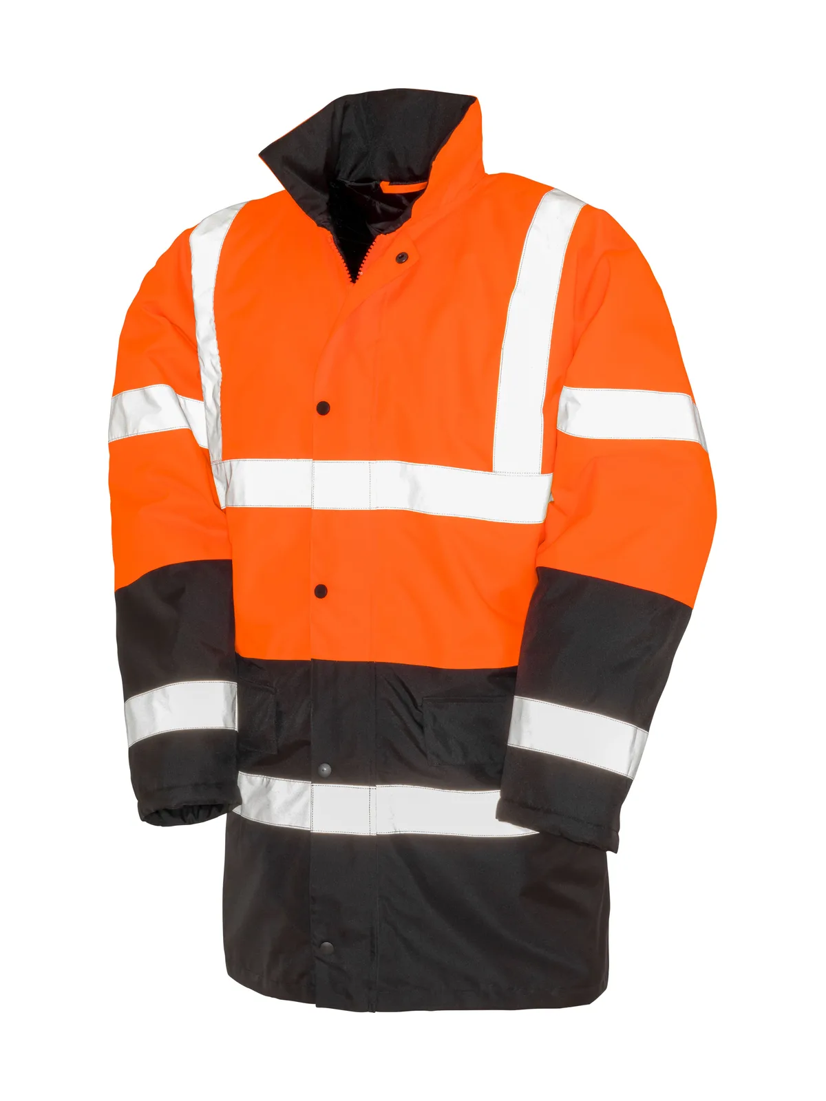 Motorway 2-Tone Safety Coat — FLUORESCENT ORANGE / BLACK