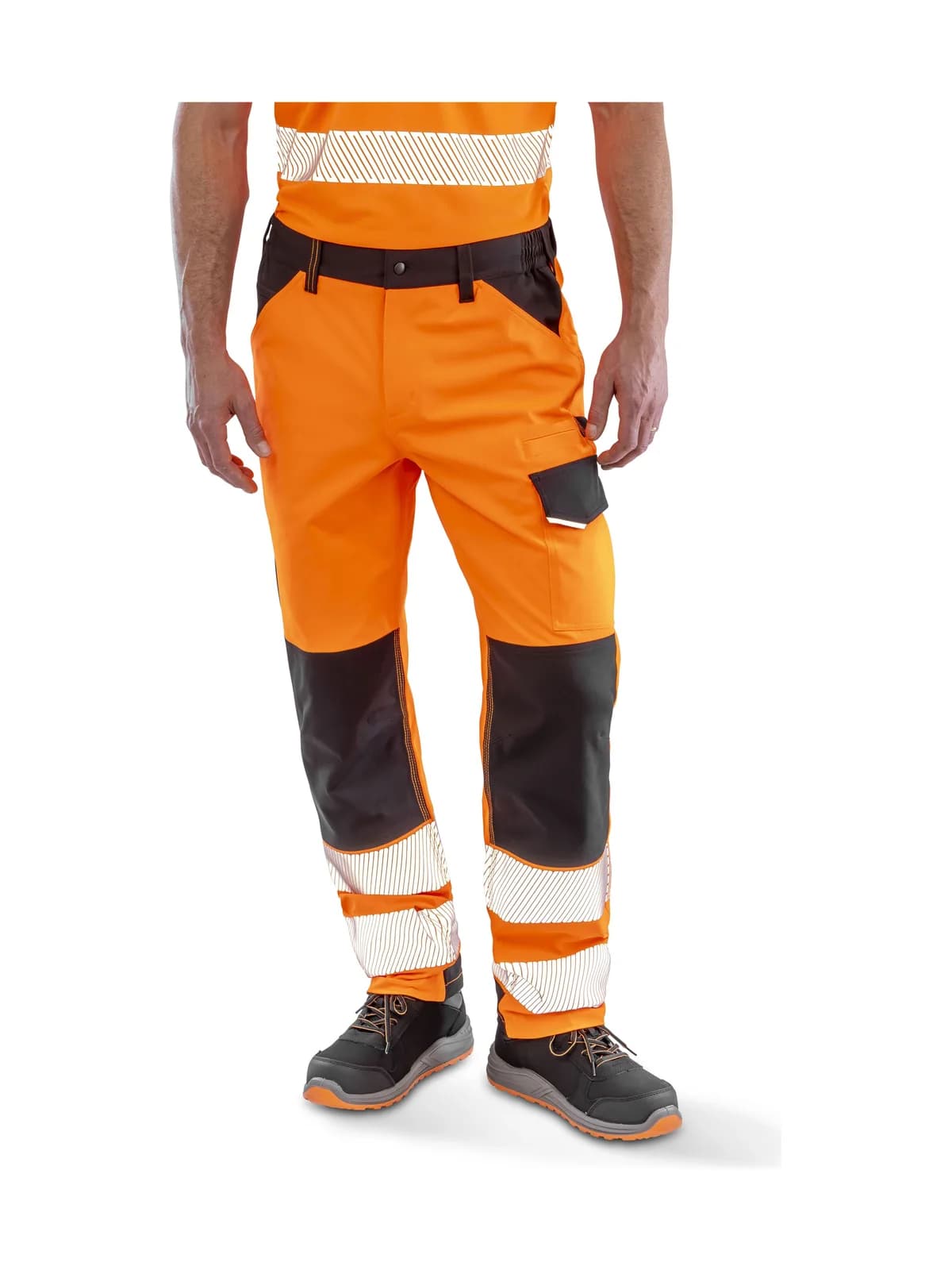 Recycled Dynamic Stretch Safety Trouser — FLUORESCENT ORANGE