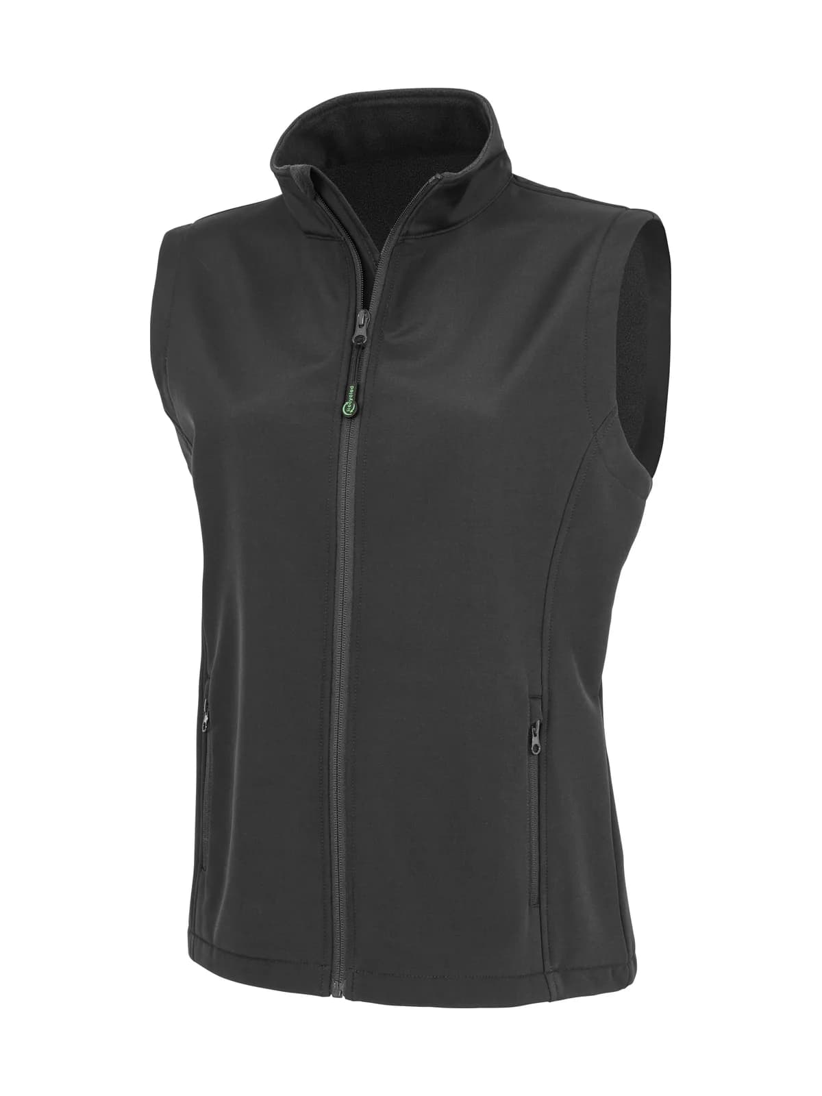 Womens Recycled 2-Layer Printable Softshell Bodywarmer — BLACK