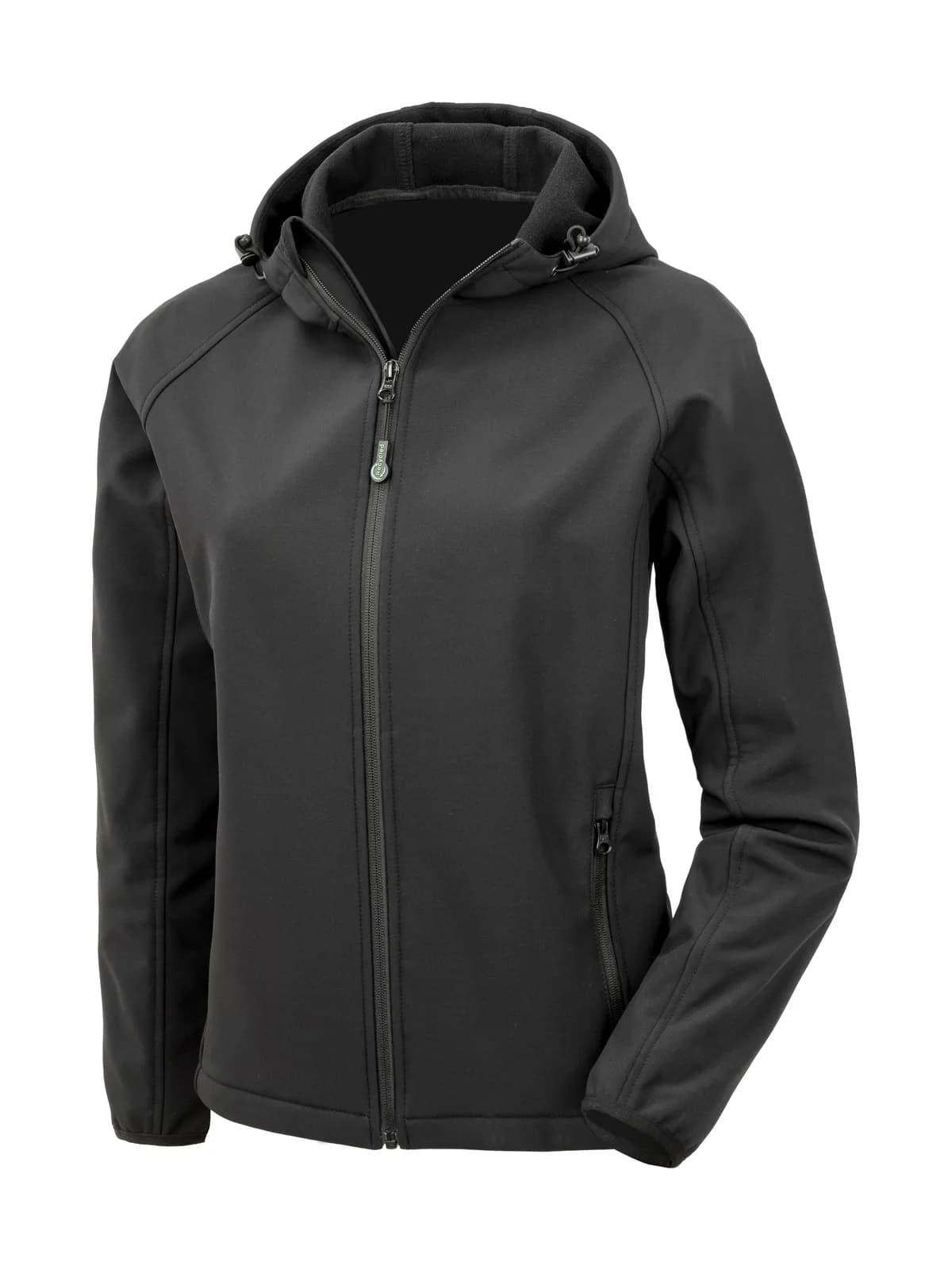 Recycled 3-Layer Printable Womens Hooded Softshell — BLACK