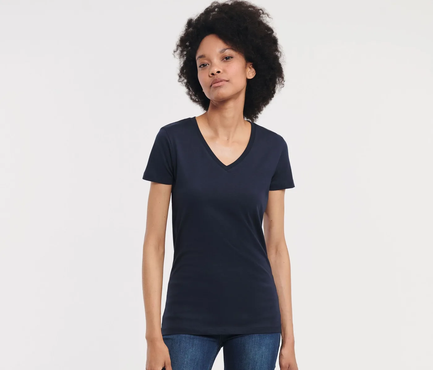 Ladies' Pure Organic V-Neck — customisable T-shirts by Russell
