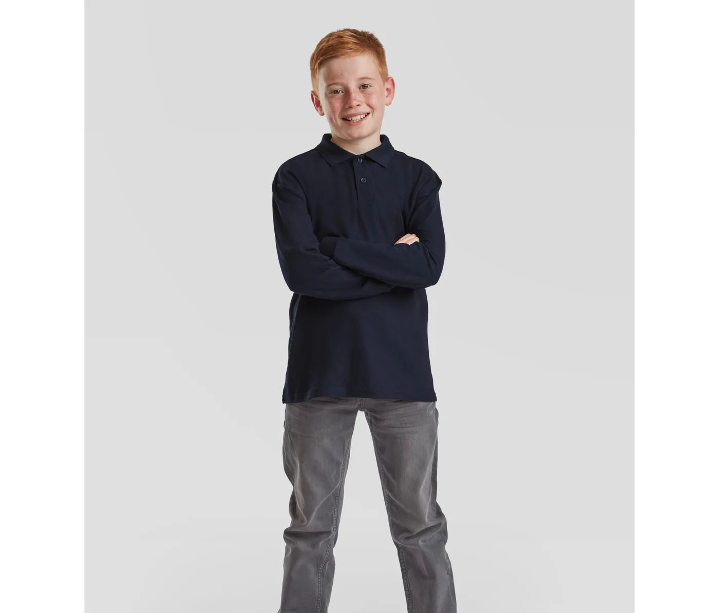 Kids 65/35 Long Sleeve Polo — Polos Fruit of the Loom à personnaliser
