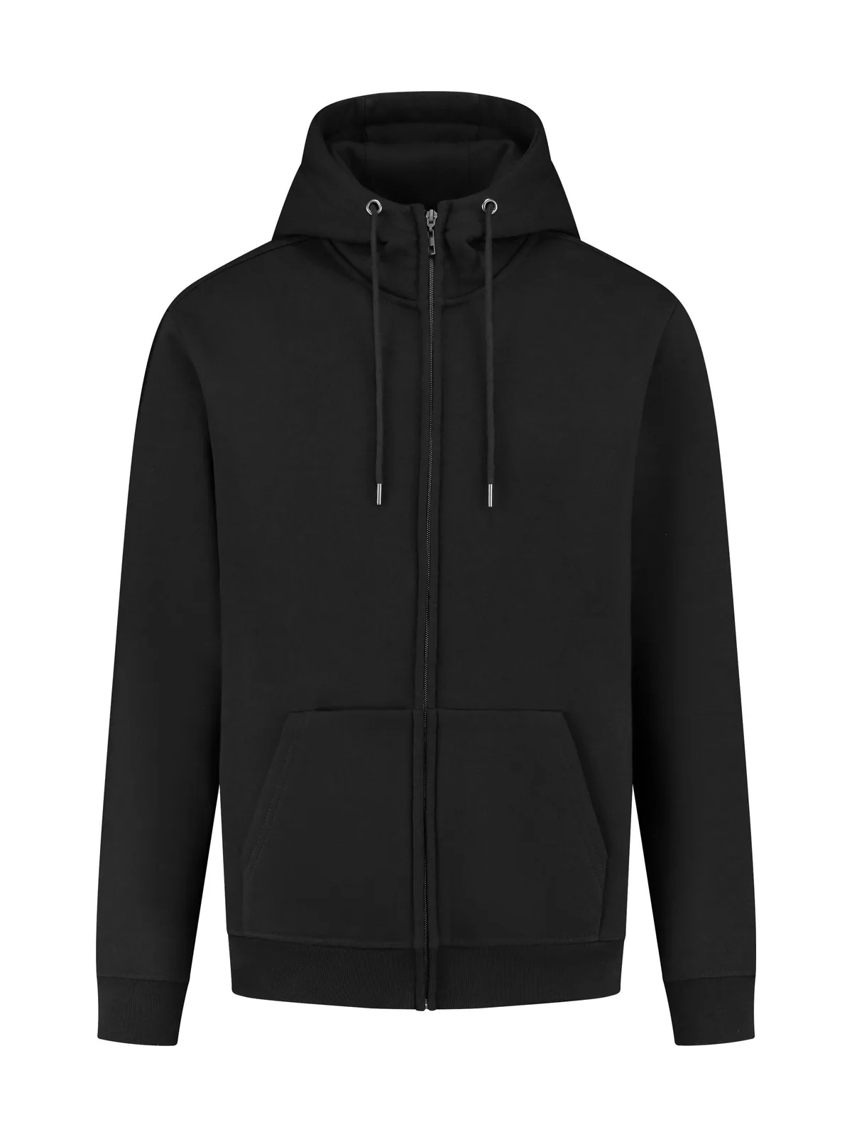 Organic Cotton Zipped Hoodie — DEEP BLACK