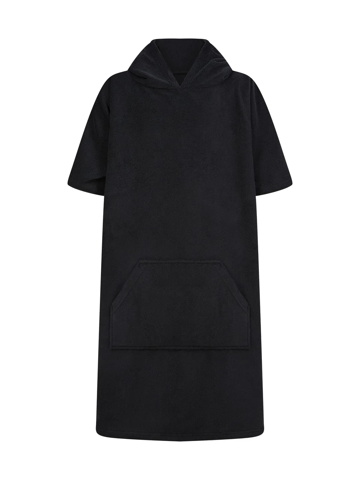 Kids' Towelling Poncho — BLACK