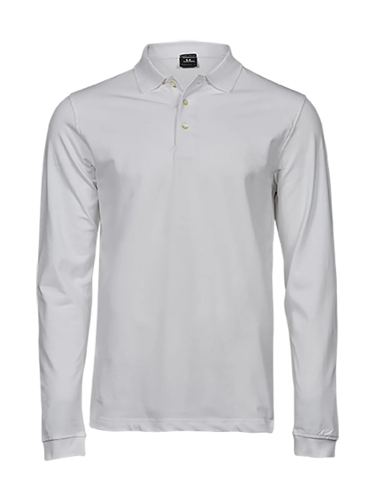 Luxury Stretch Long Sleeve Polo — WHITE