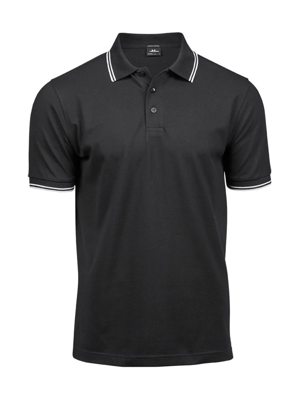 Luxury Stripe Stretch Polo — BLACK/WHITE