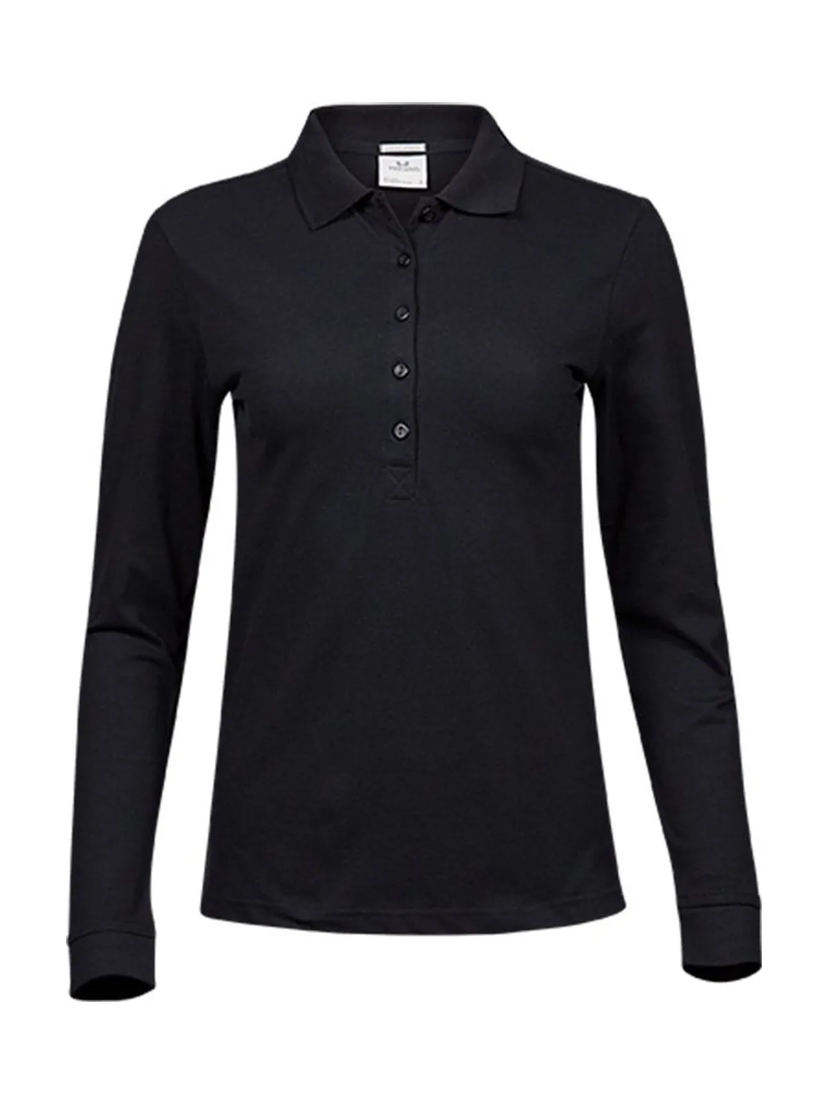 Women's Luxury Stretch Long Sleeve Polo — BLACK