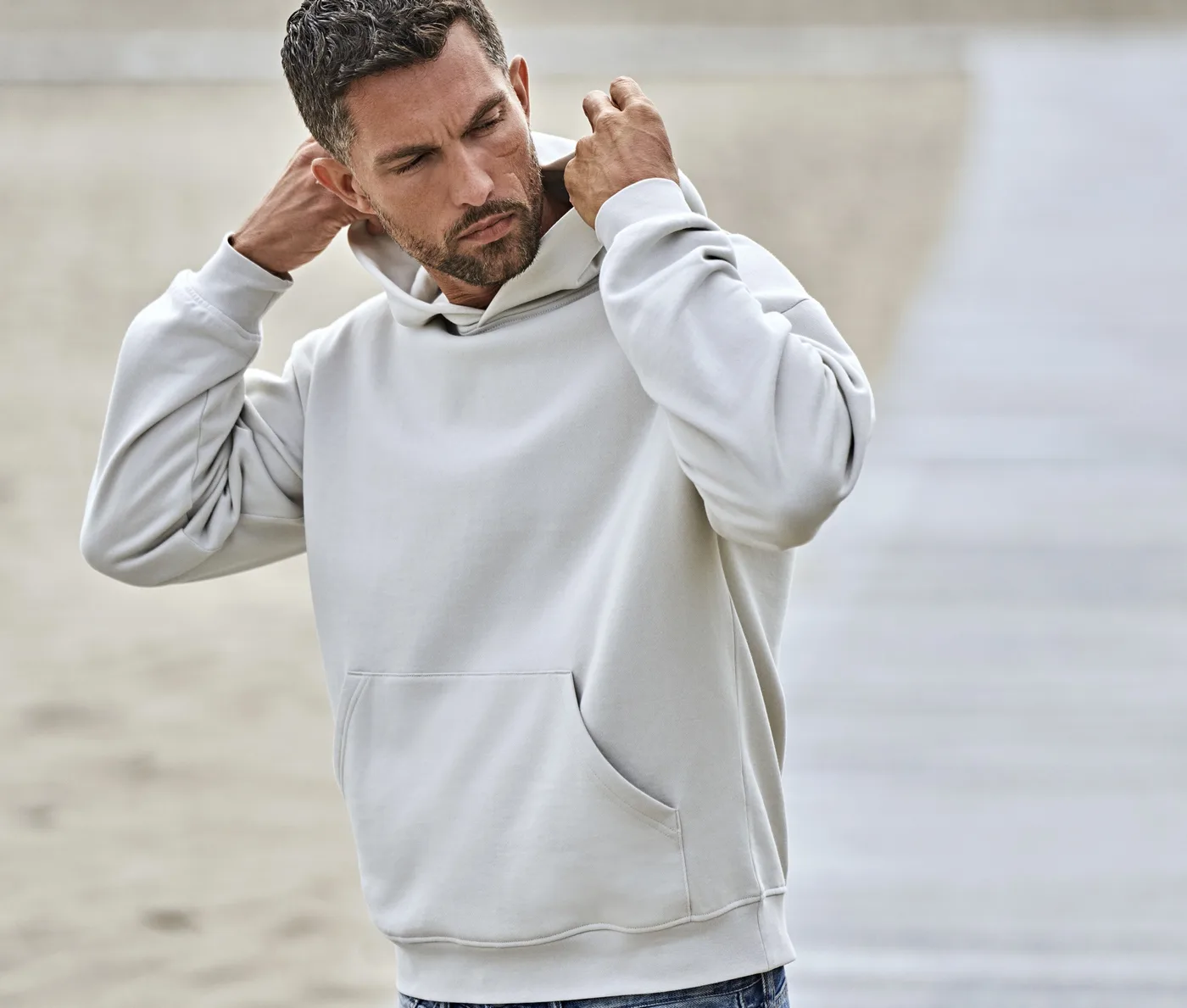 Unlabeled Heavy Loose Fit Hooded Sweatshirt — customisable Sweats & hoodies by Tee Jays