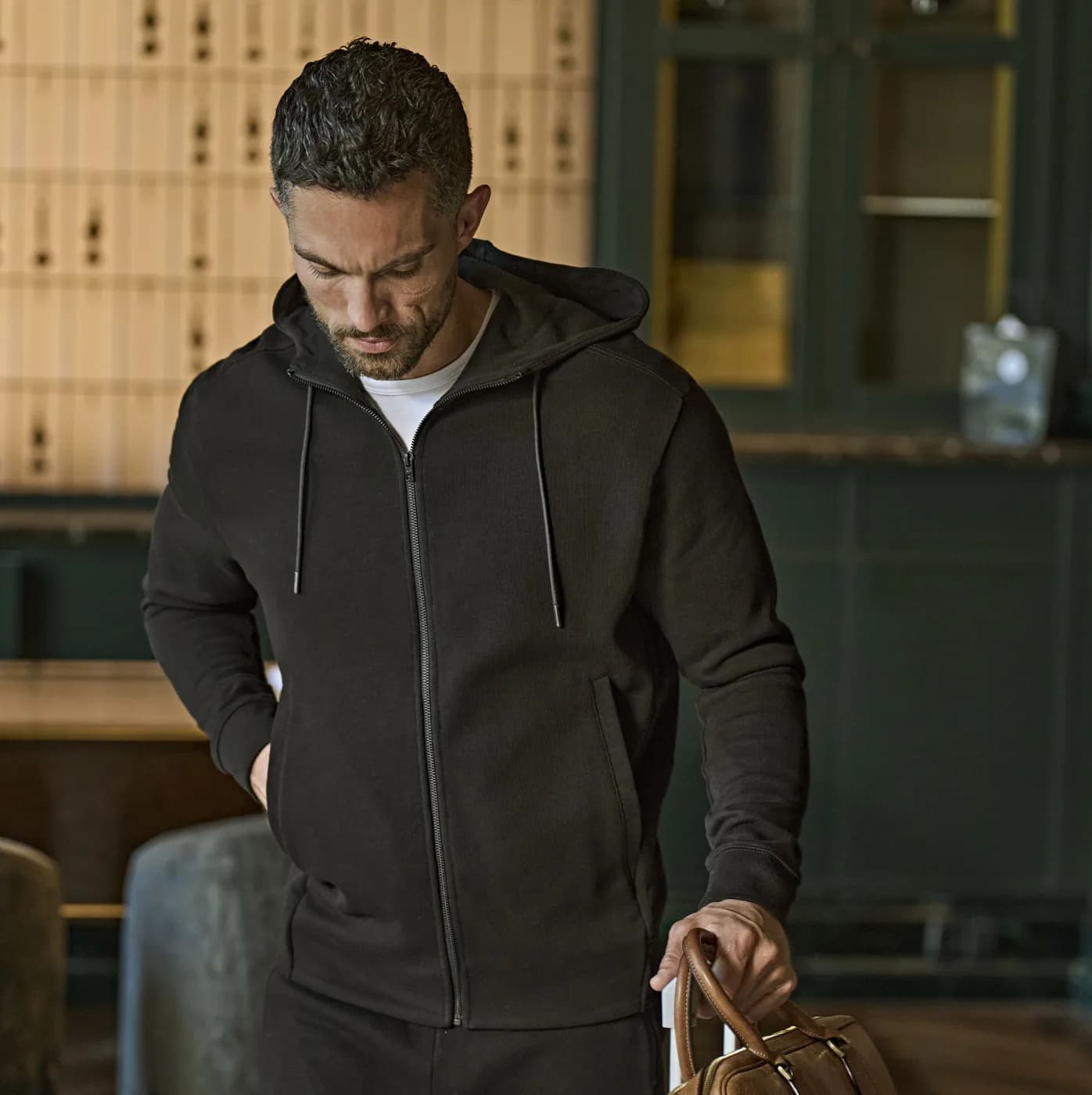 Ribbed Interlock Hooded Full Zip — customisable Sweats & hoodies by Tee Jays