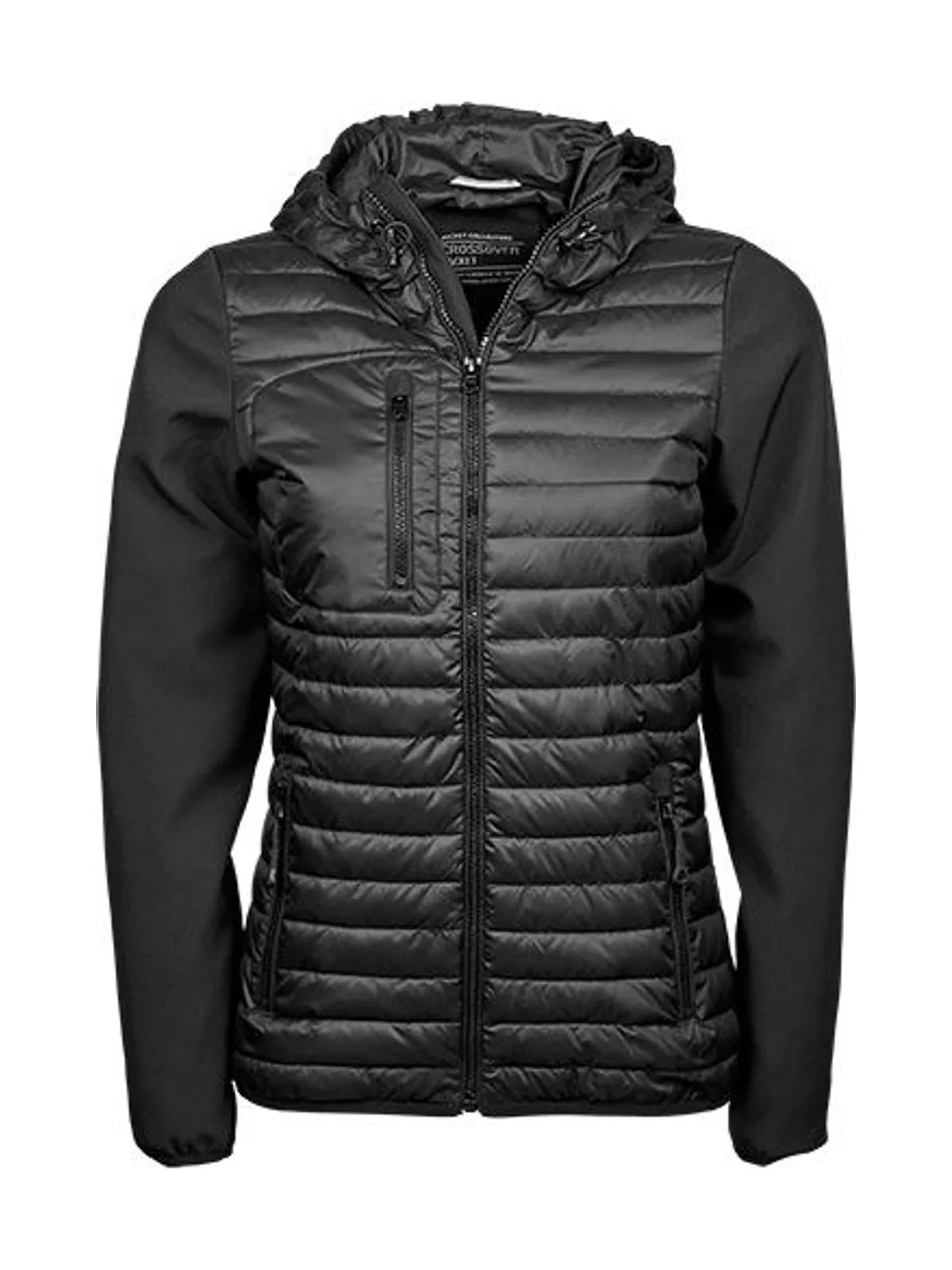 Womens Hooded Crossover Jacket — BLACK/BLACK
