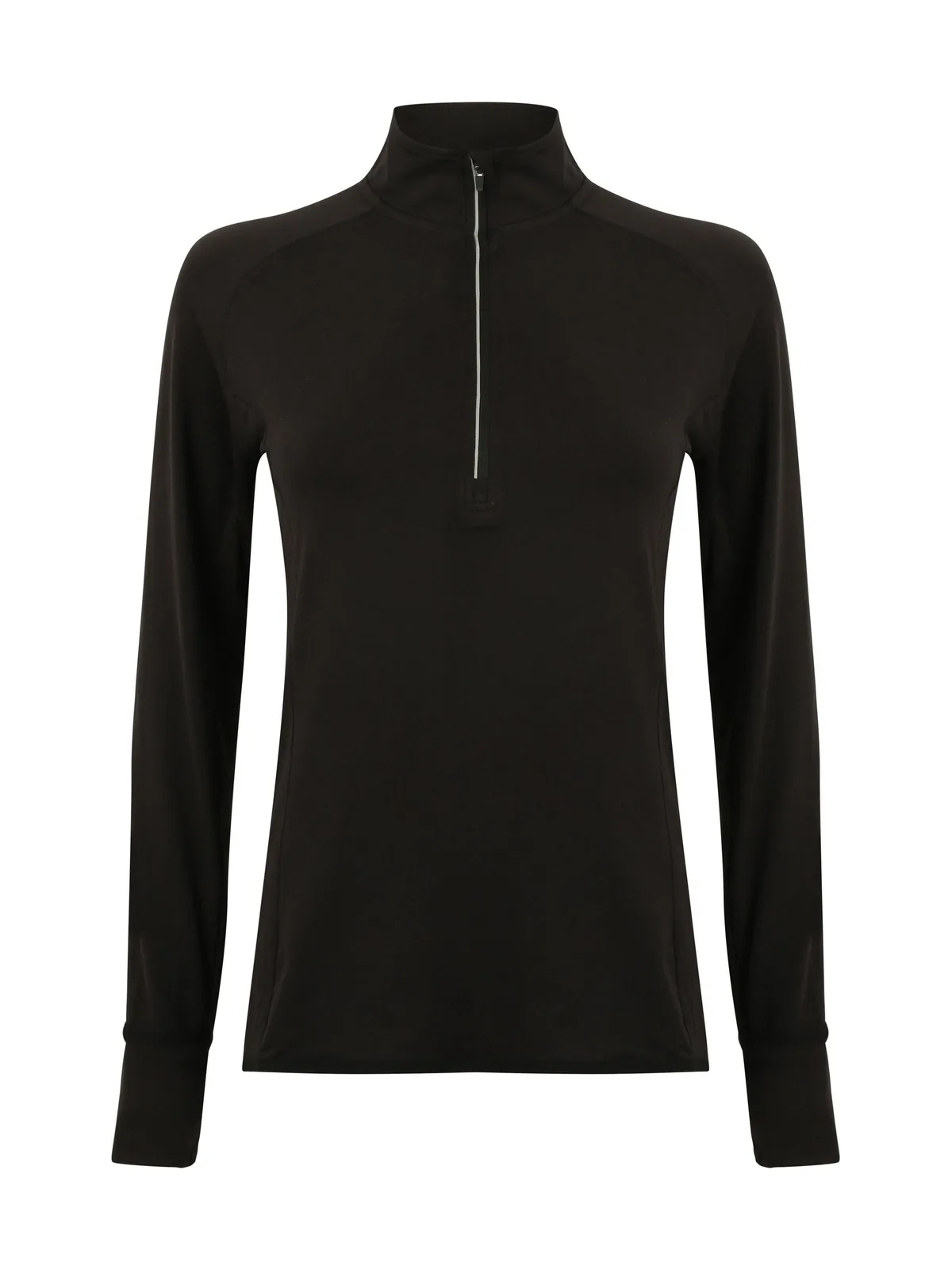 Ladies' Long Sleeved 1/4 Zip Top — BLACK