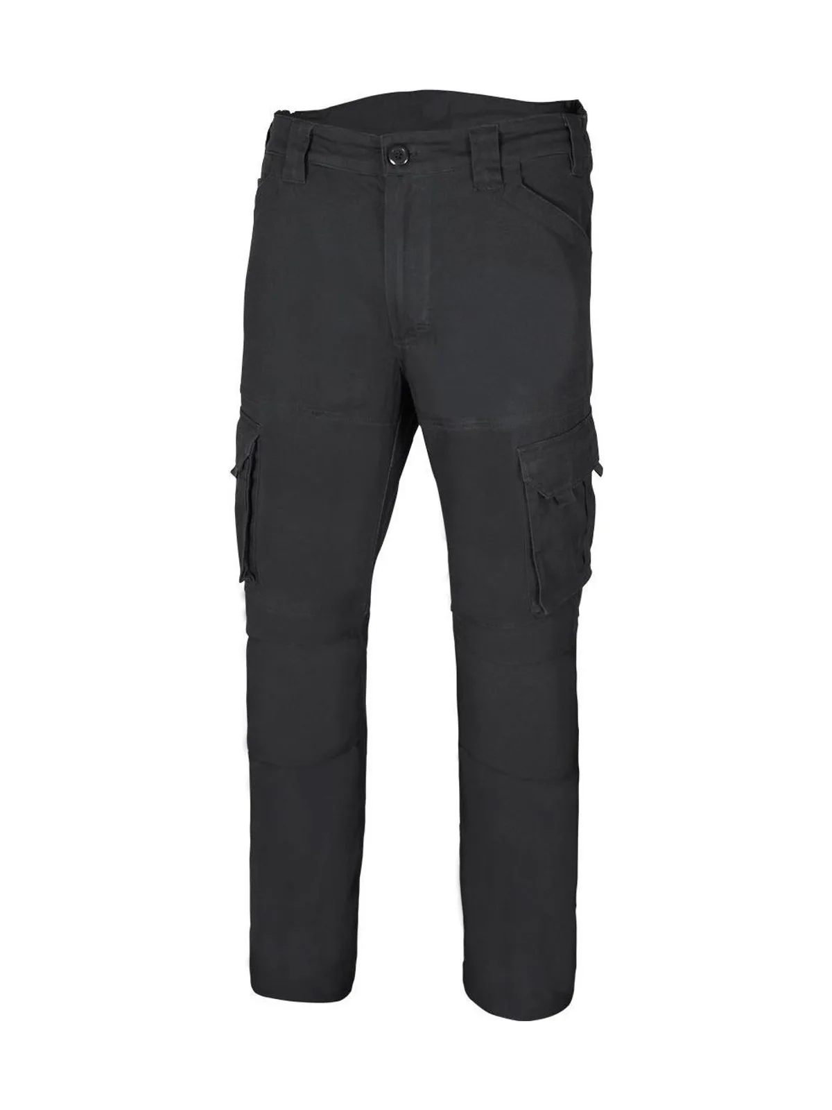 Stretch cotton multi-pocket trousers — BLACK