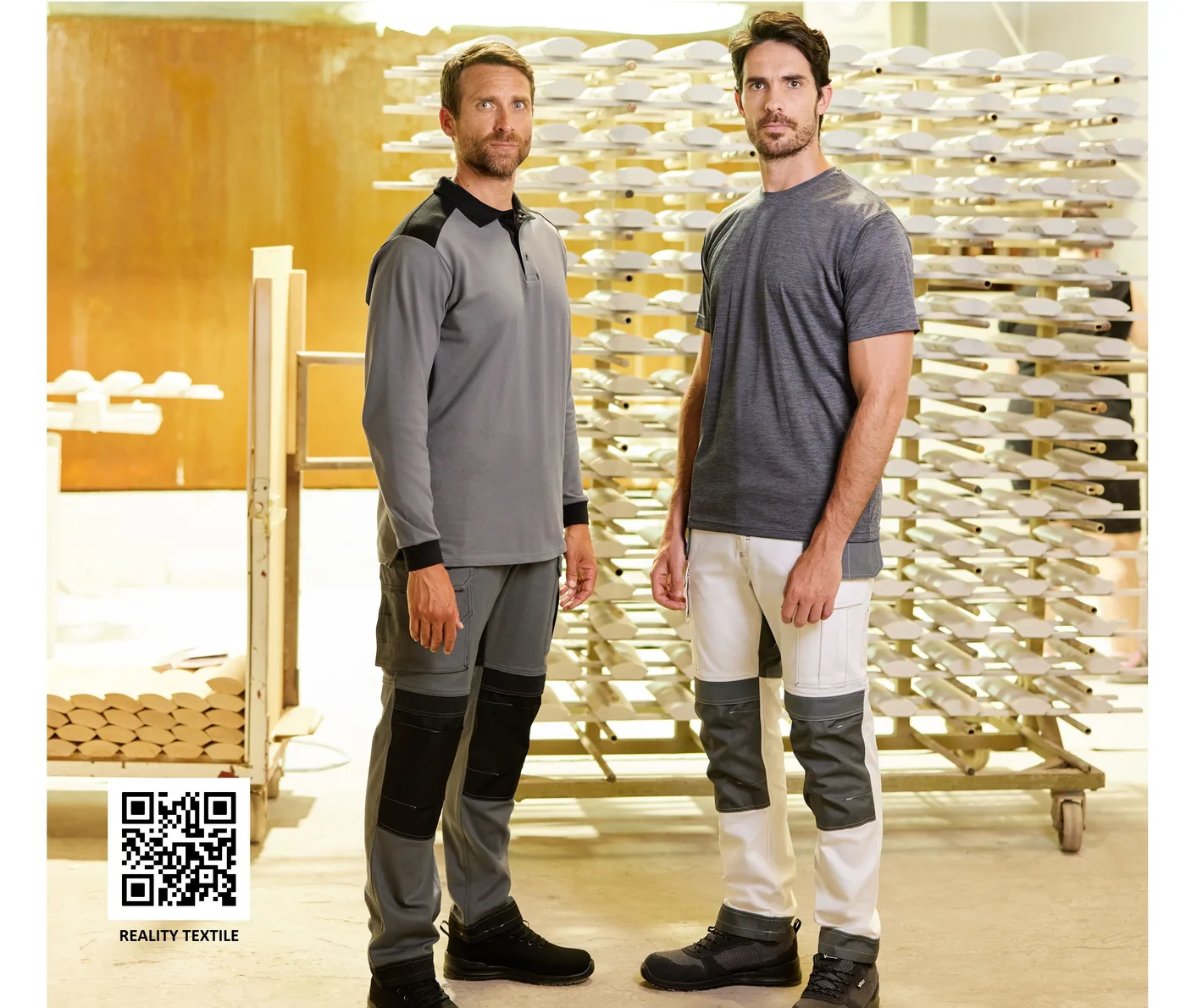 Two-tone stretch canvas trousers — customisable Bottoms by Velilla