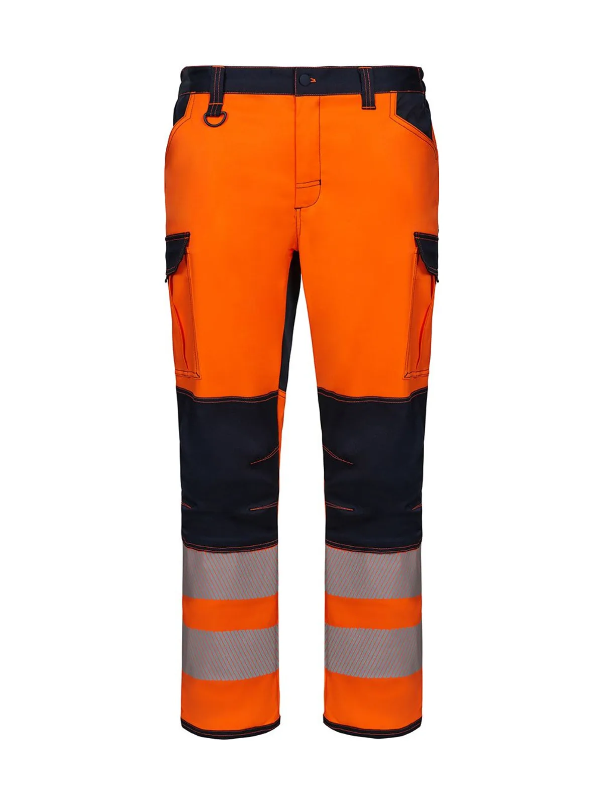 Stretchbyxa med knäskydd och segmenterade band — NAVY / FLUO ORANGE